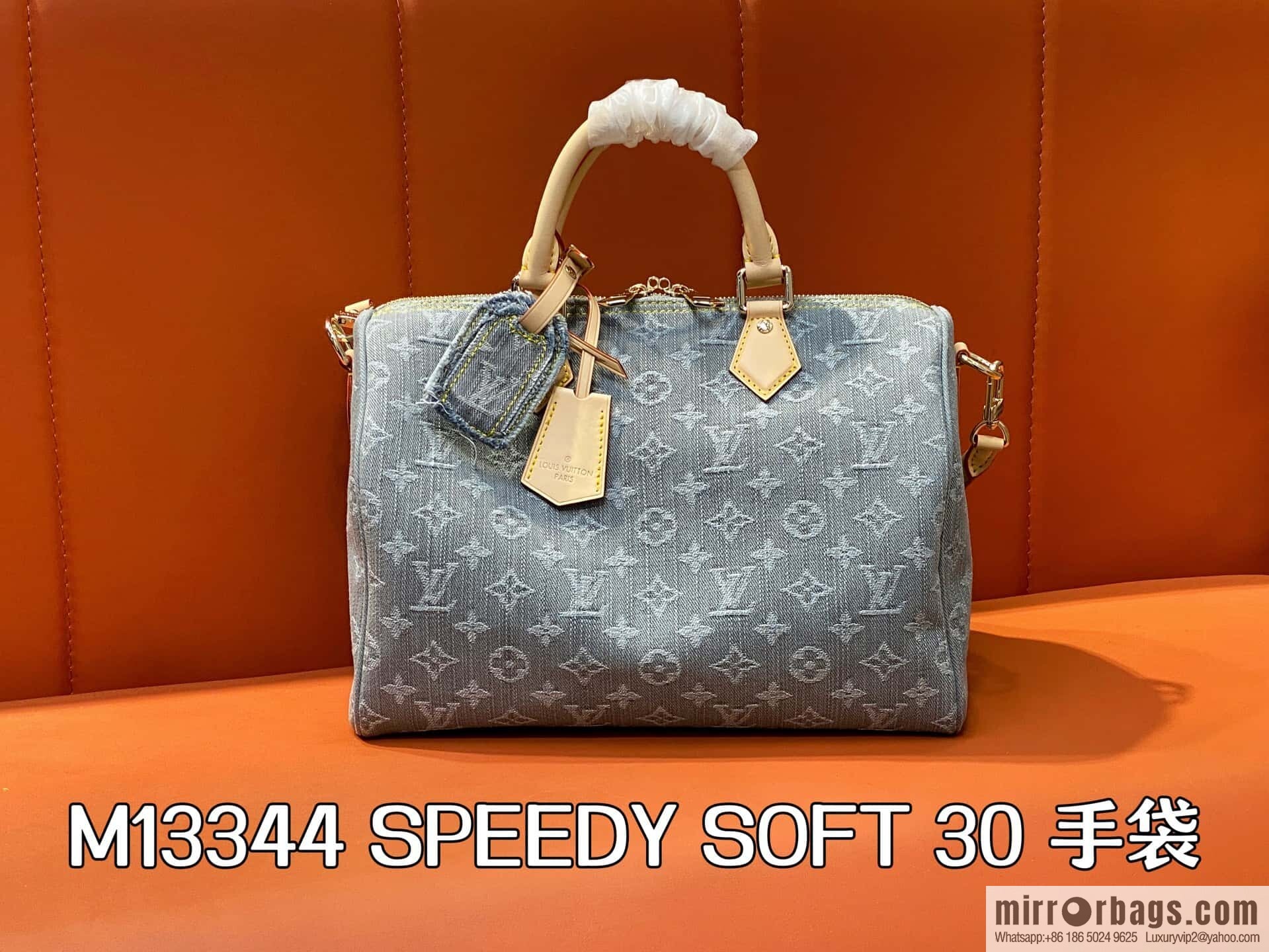 [Boutique‑grade] M13344 gray, denim speedy pillow bag SPEEDY SOFT 30 handbag