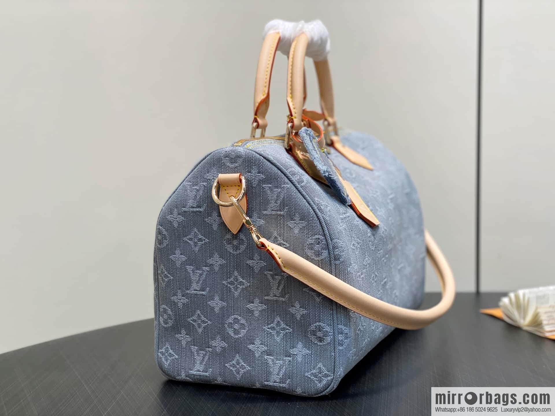 [Boutique‑grade] M13344 gray, denim speedy pillow bag SPEEDY SOFT 30 handbag