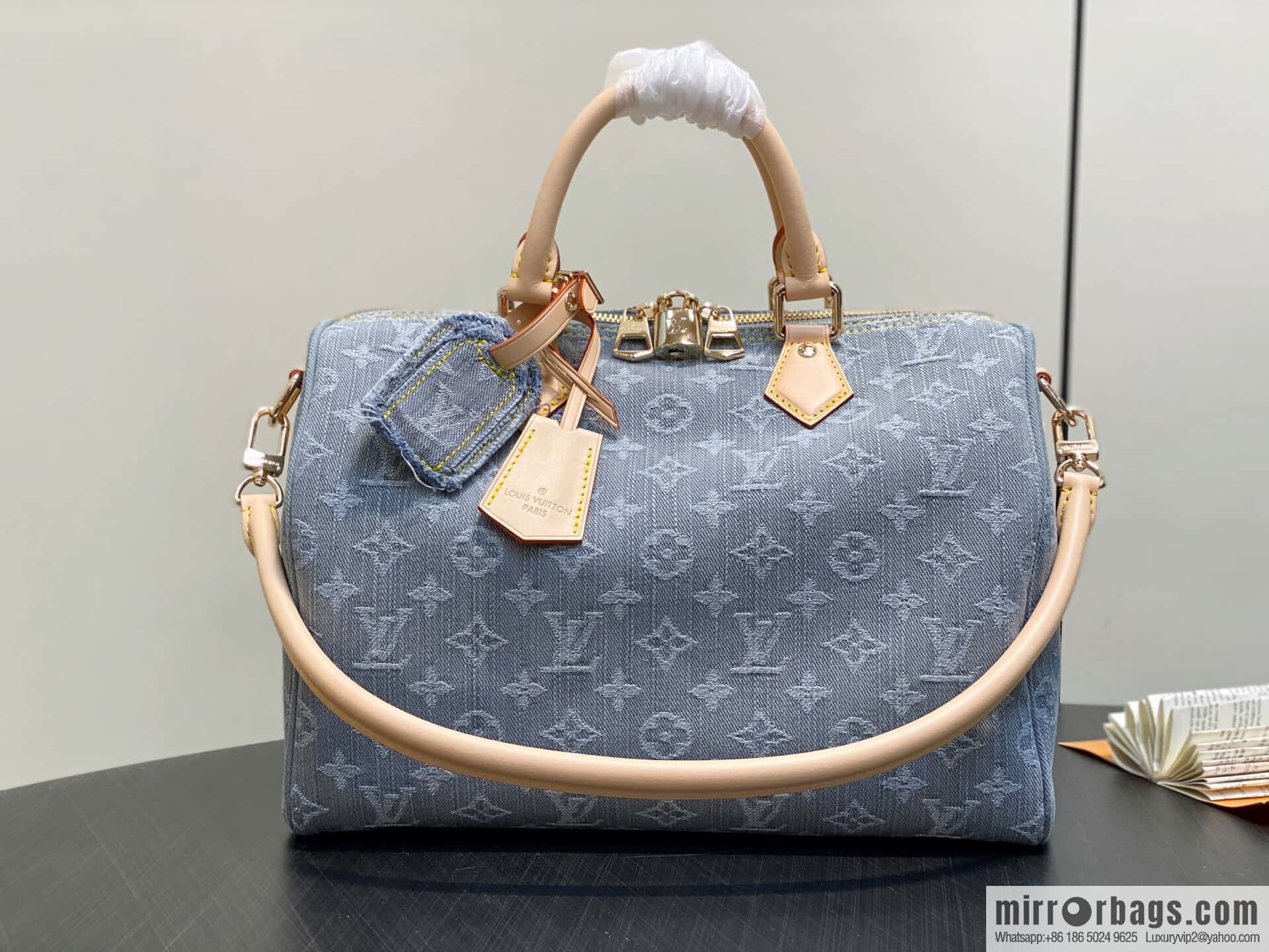 [Boutique‑grade] M13344 gray, denim speedy pillow bag SPEEDY SOFT 30 handbag