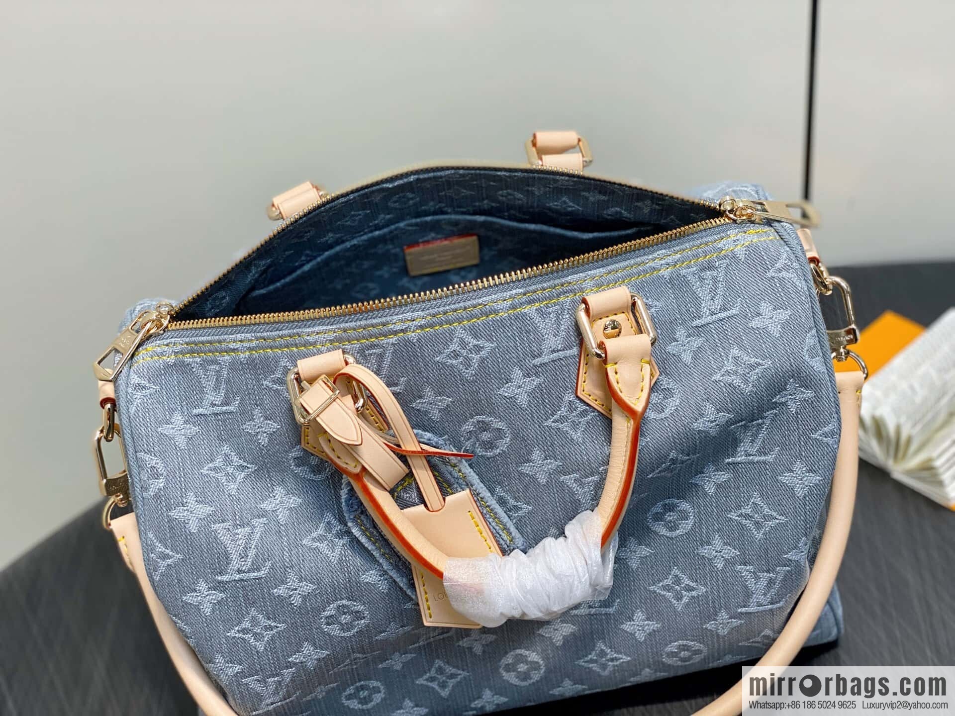 [Boutique‑grade] M13344 gray, denim speedy pillow bag SPEEDY SOFT 30 handbag