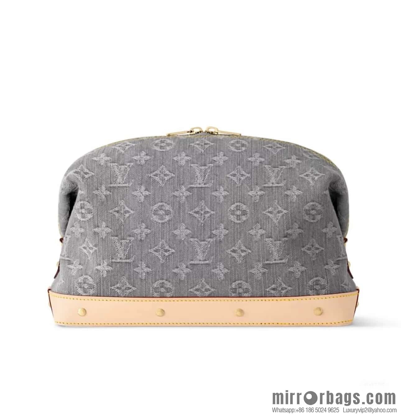 [Boutique‑grade] M13750 gray, denim cosmetic bag POCHETTE COSMÉTIQUE large cosmetic bag
