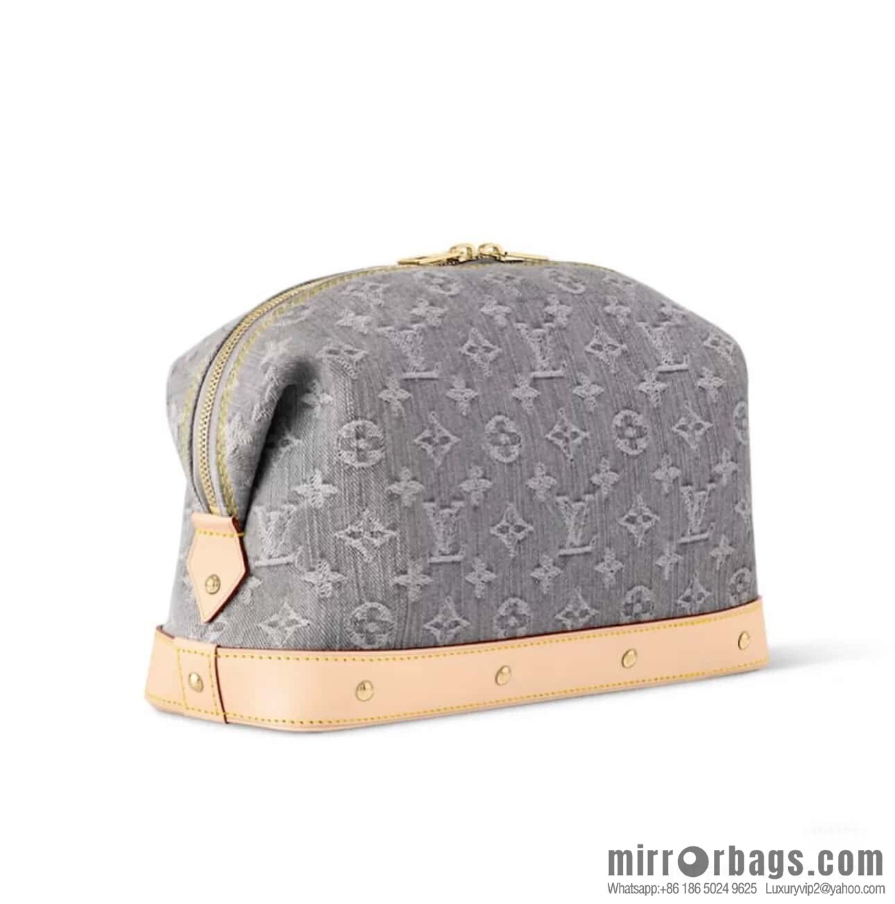 [Boutique‑grade] M13750 gray, denim cosmetic bag POCHETTE COSMÉTIQUE large cosmetic bag