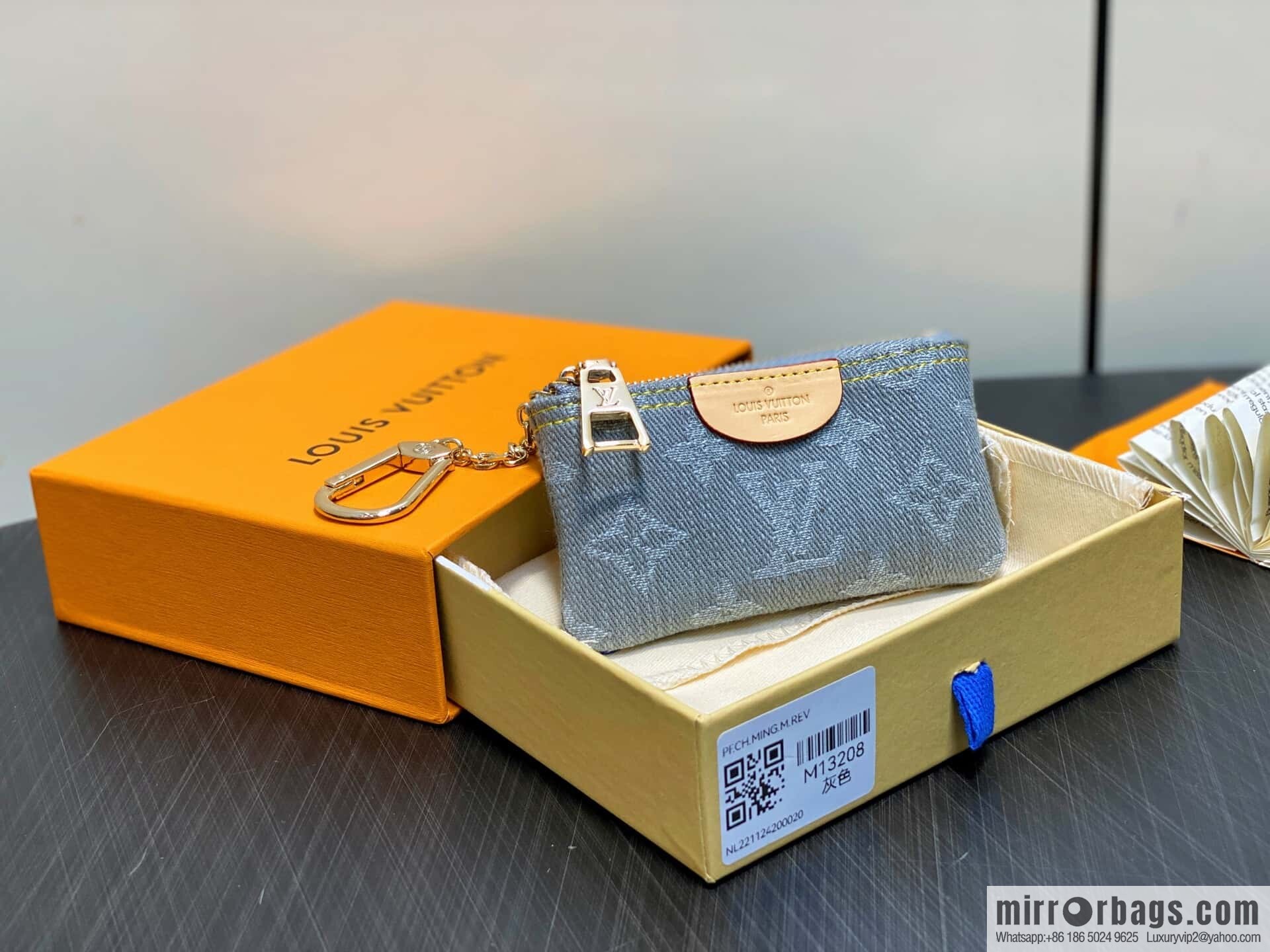 [Boutique‑grade] M13208 gray, denim denim key bag wallet
