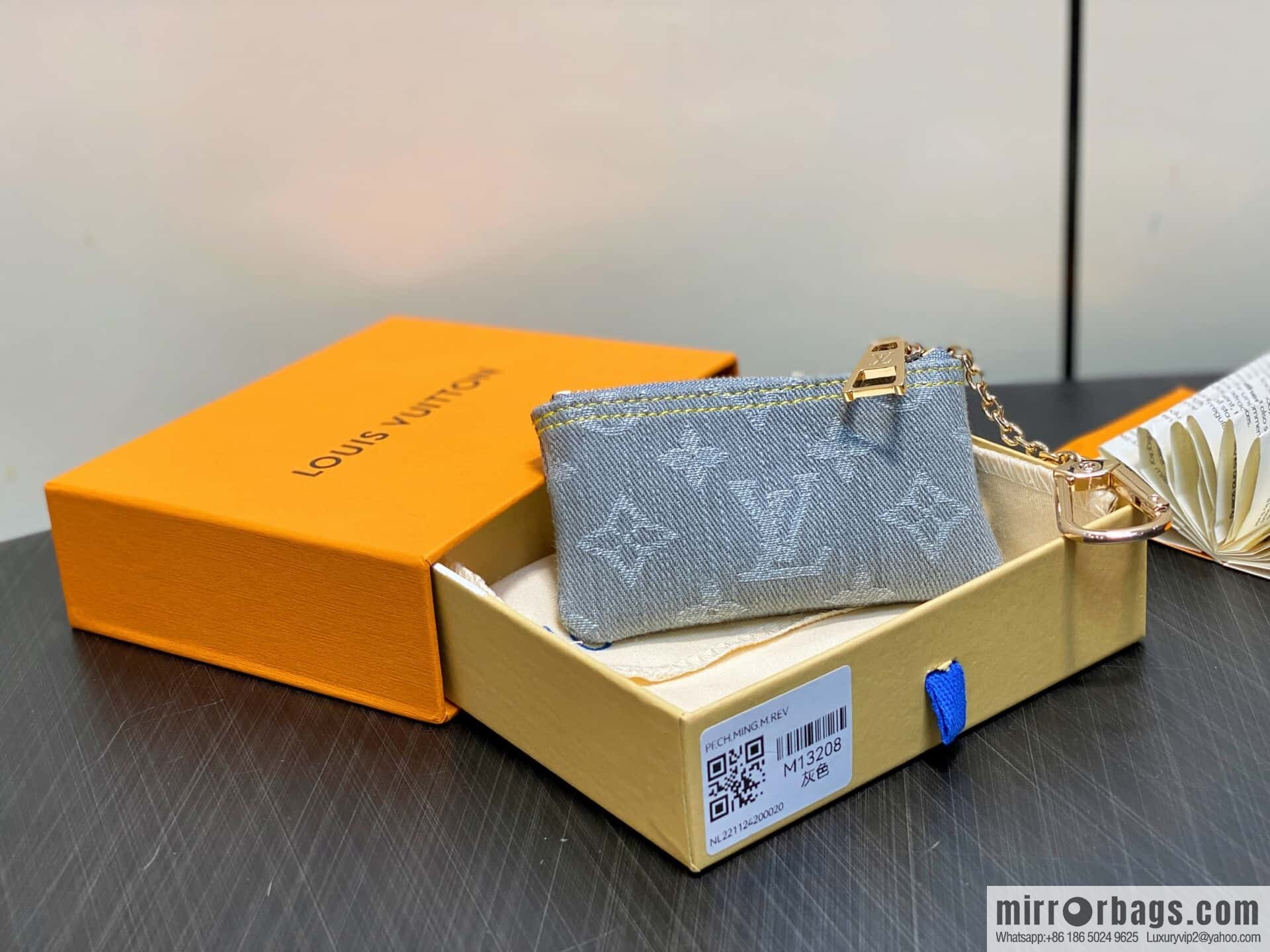 [Boutique‑grade] M13208 gray, denim denim key bag wallet