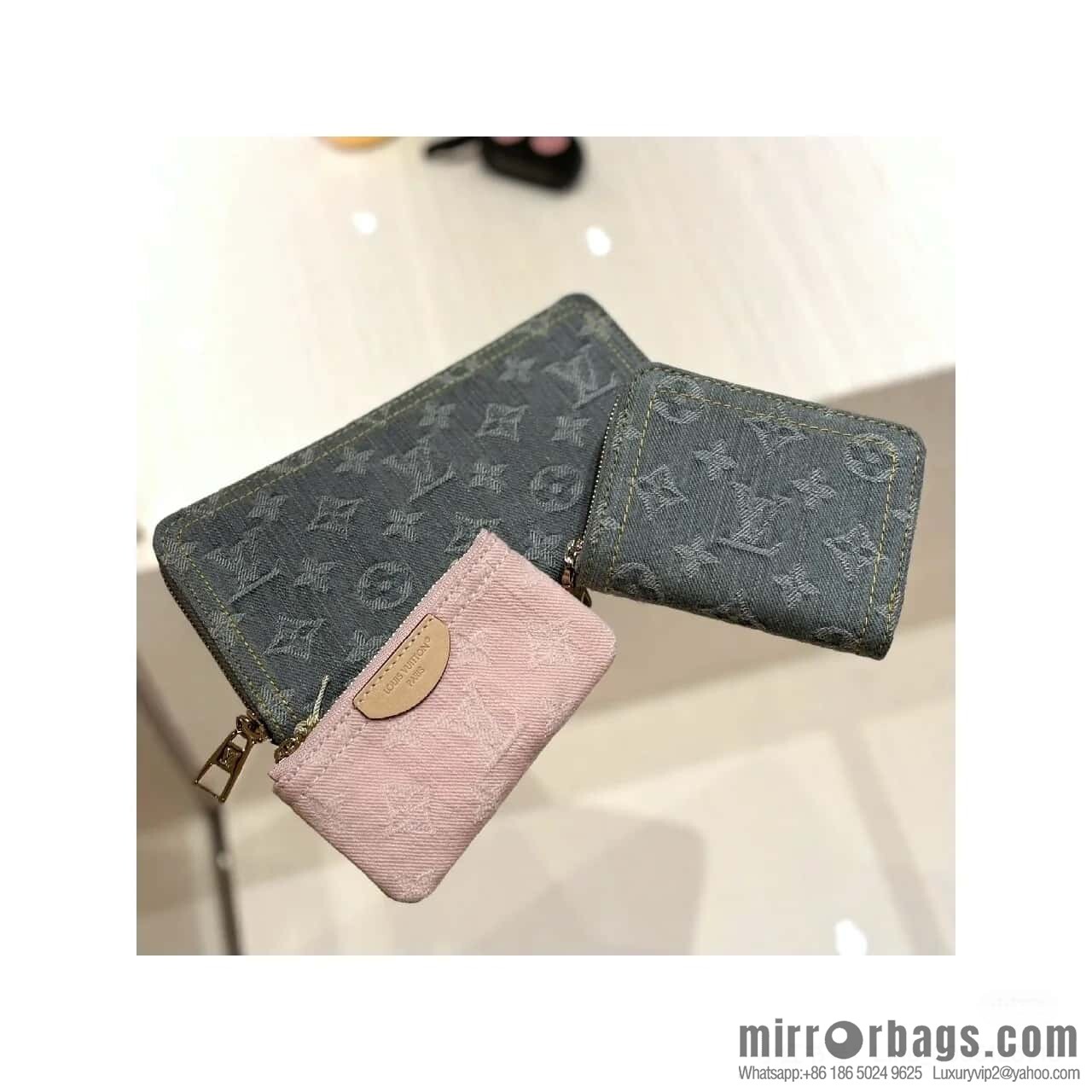 [Boutique‑grade] M13208 gray, denim denim key bag wallet