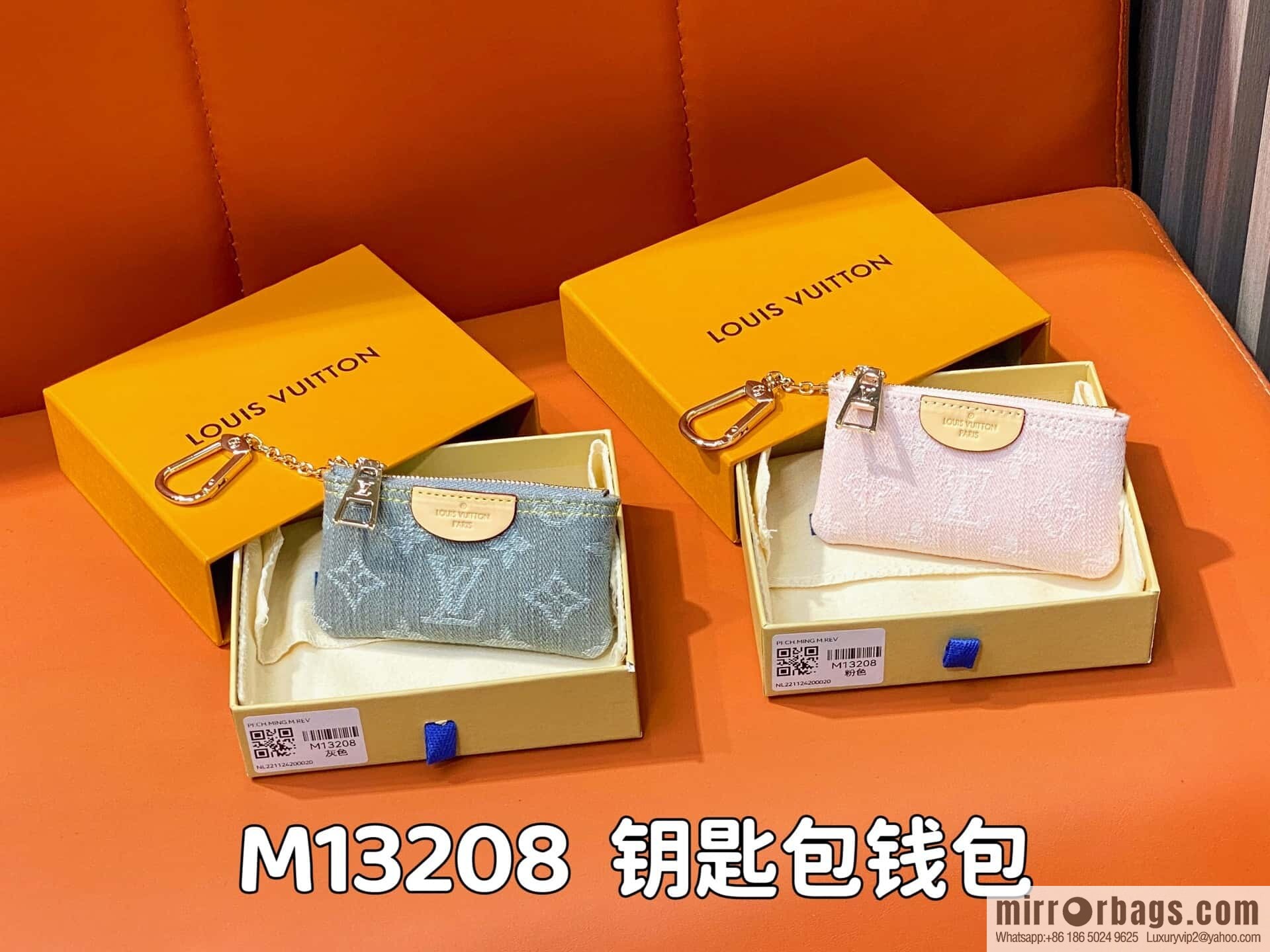 [Boutique‑grade] M13208 gray, denim denim key bag wallet
