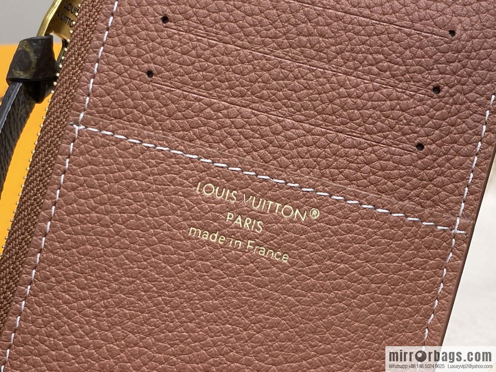 [Boutique‑grade] M14551 brown, full leather card bag change bag, new LOW KEY zipper card clip M14550 black