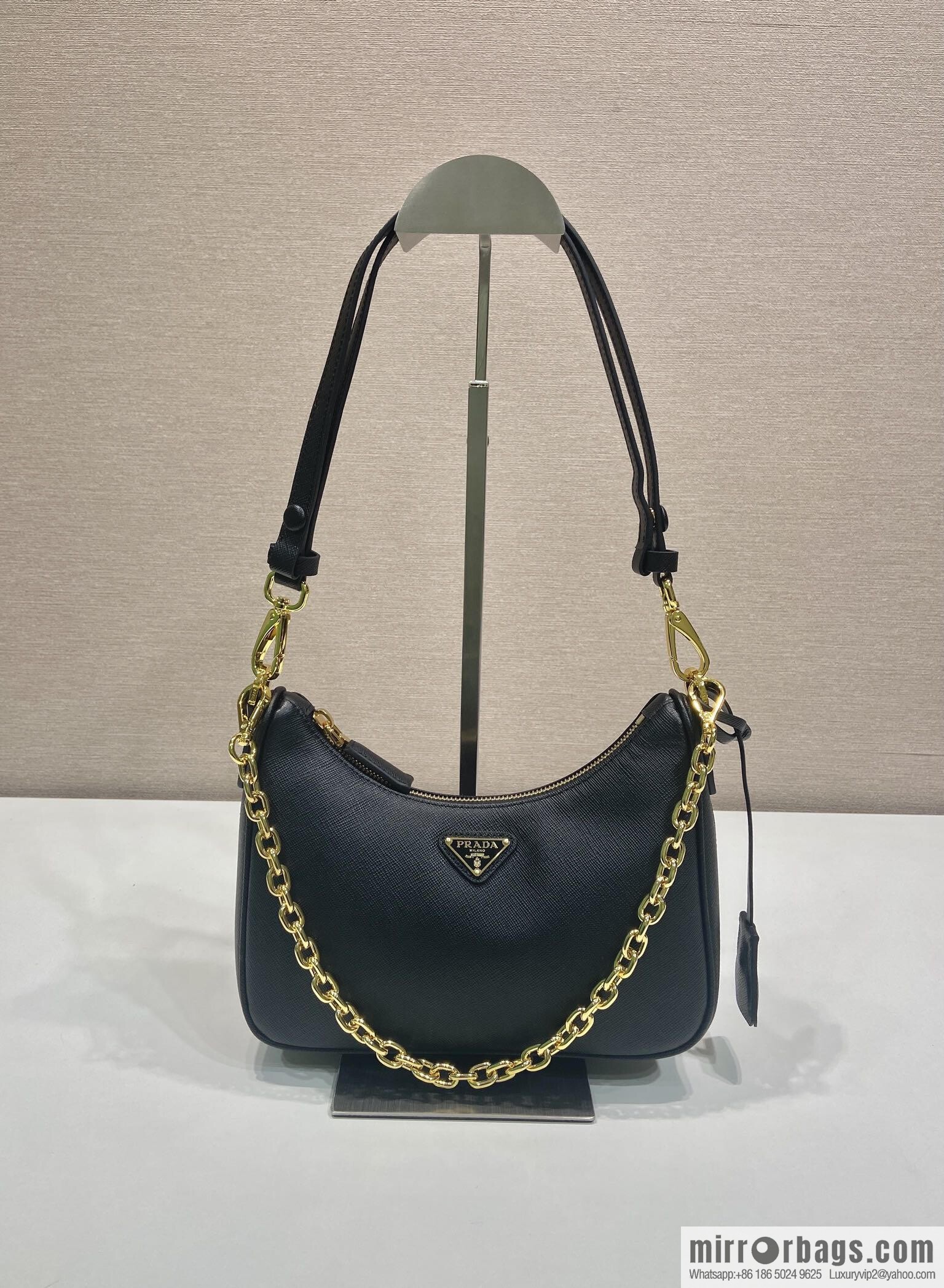 PRADA upgraded Hobo1BC204 cross pattern, black