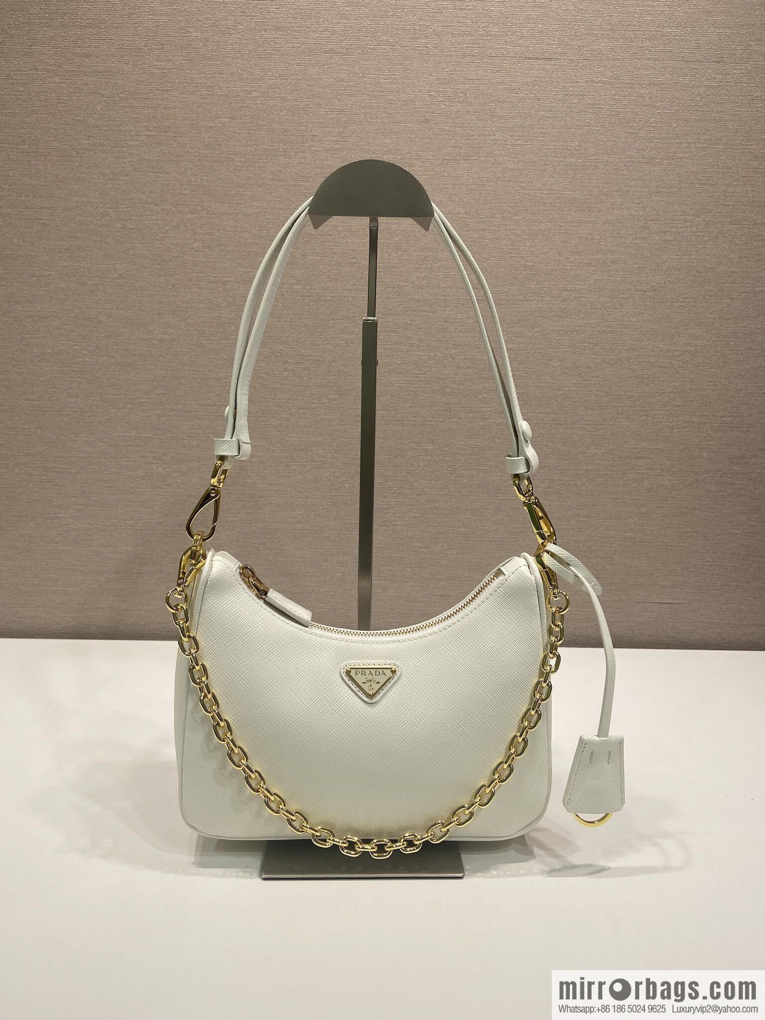 PRADA upgraded Hobo1BC204 cross pattern, white