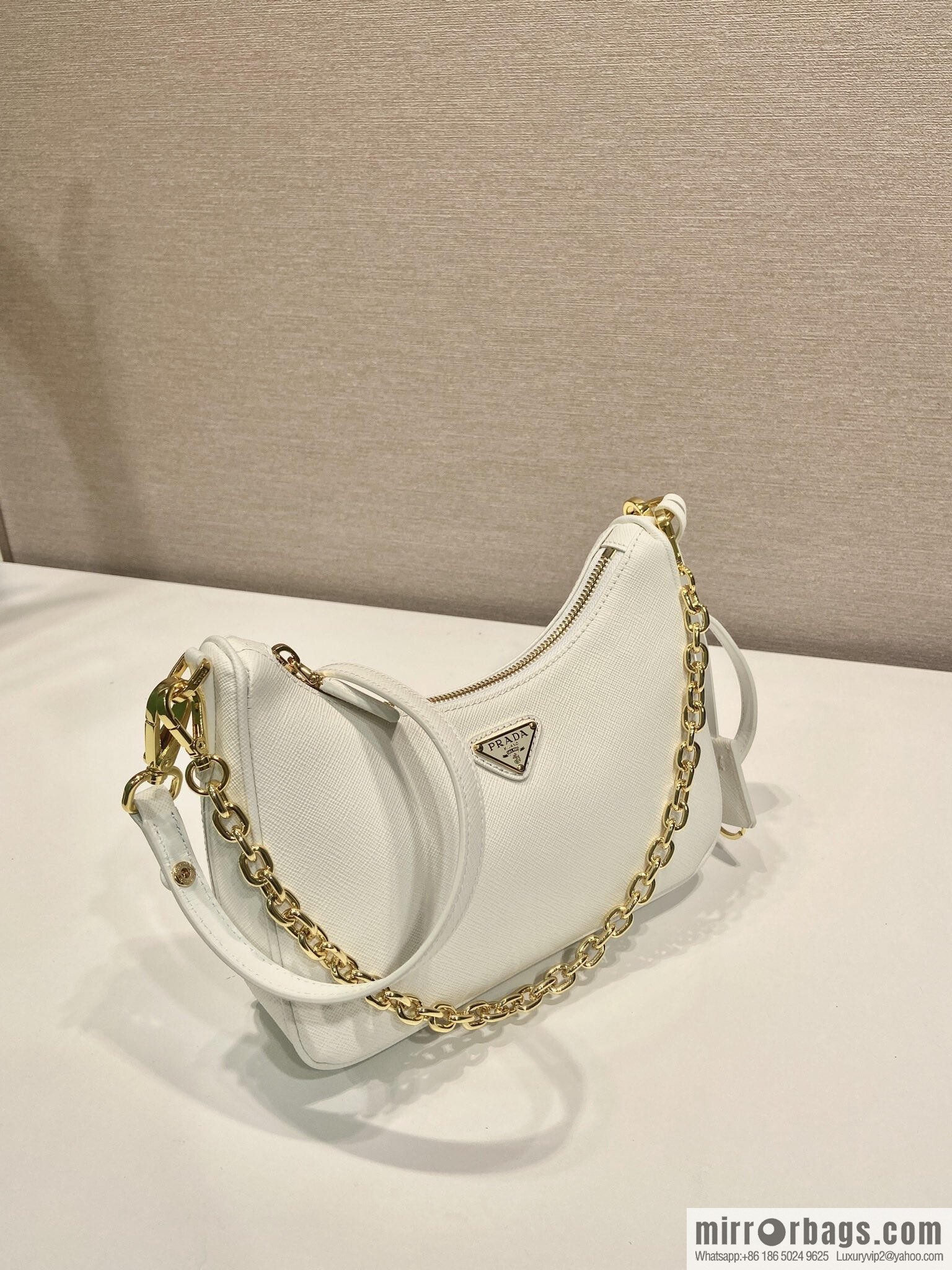 PRADA upgraded Hobo1BC204 cross pattern, white