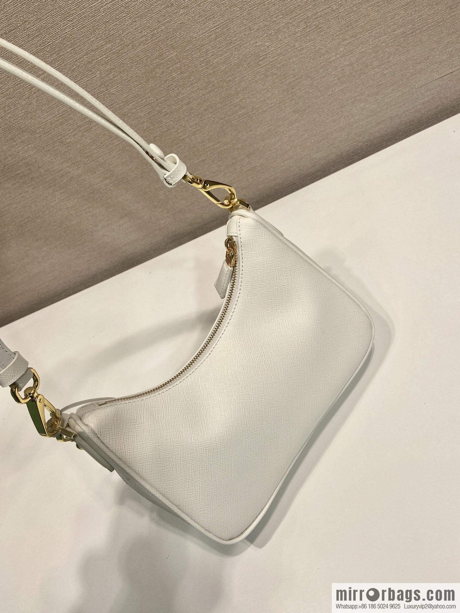 PRADA upgraded Hobo1BC204 cross pattern, white