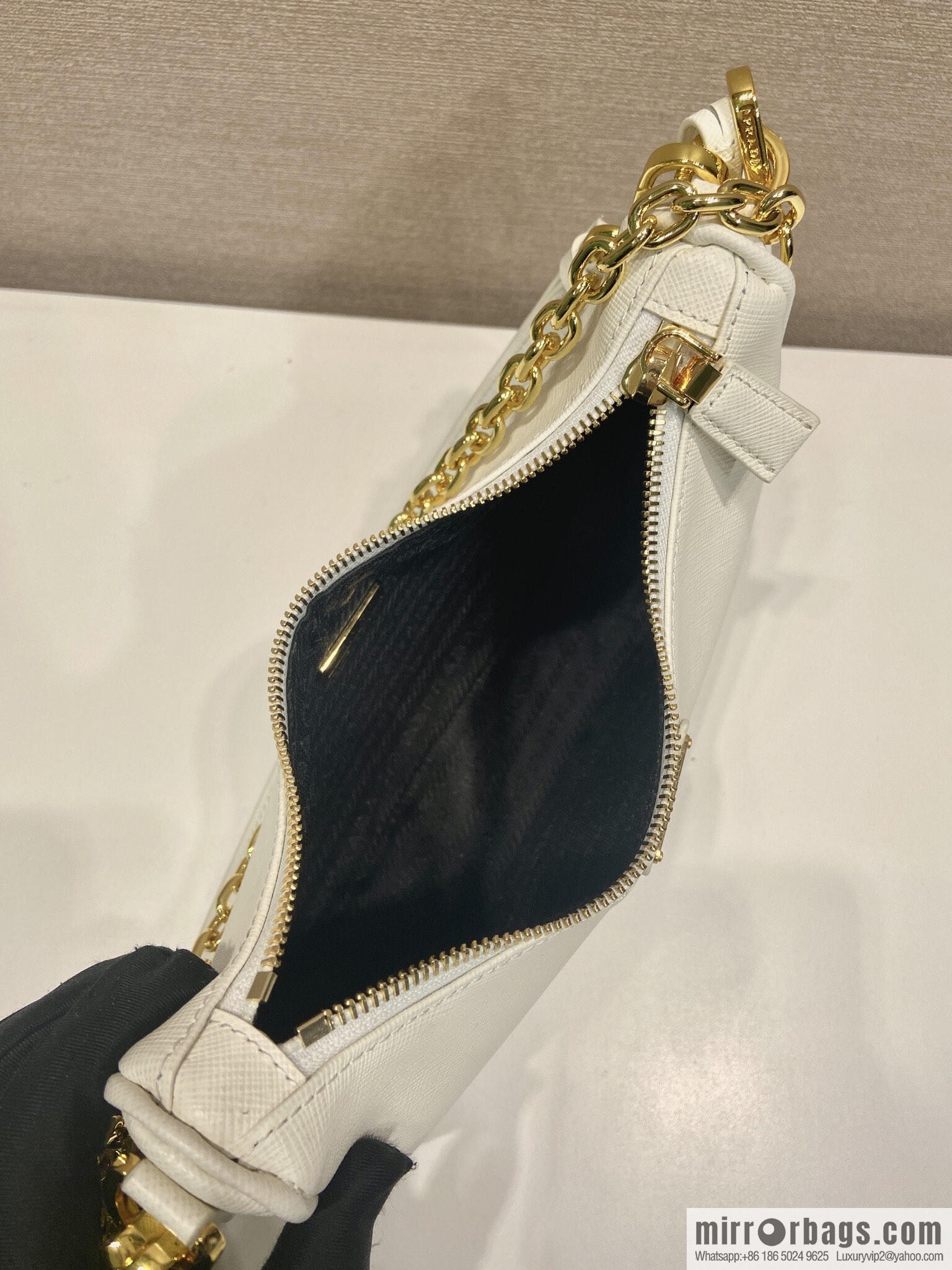 PRADA upgraded Hobo1BC204 cross pattern, white