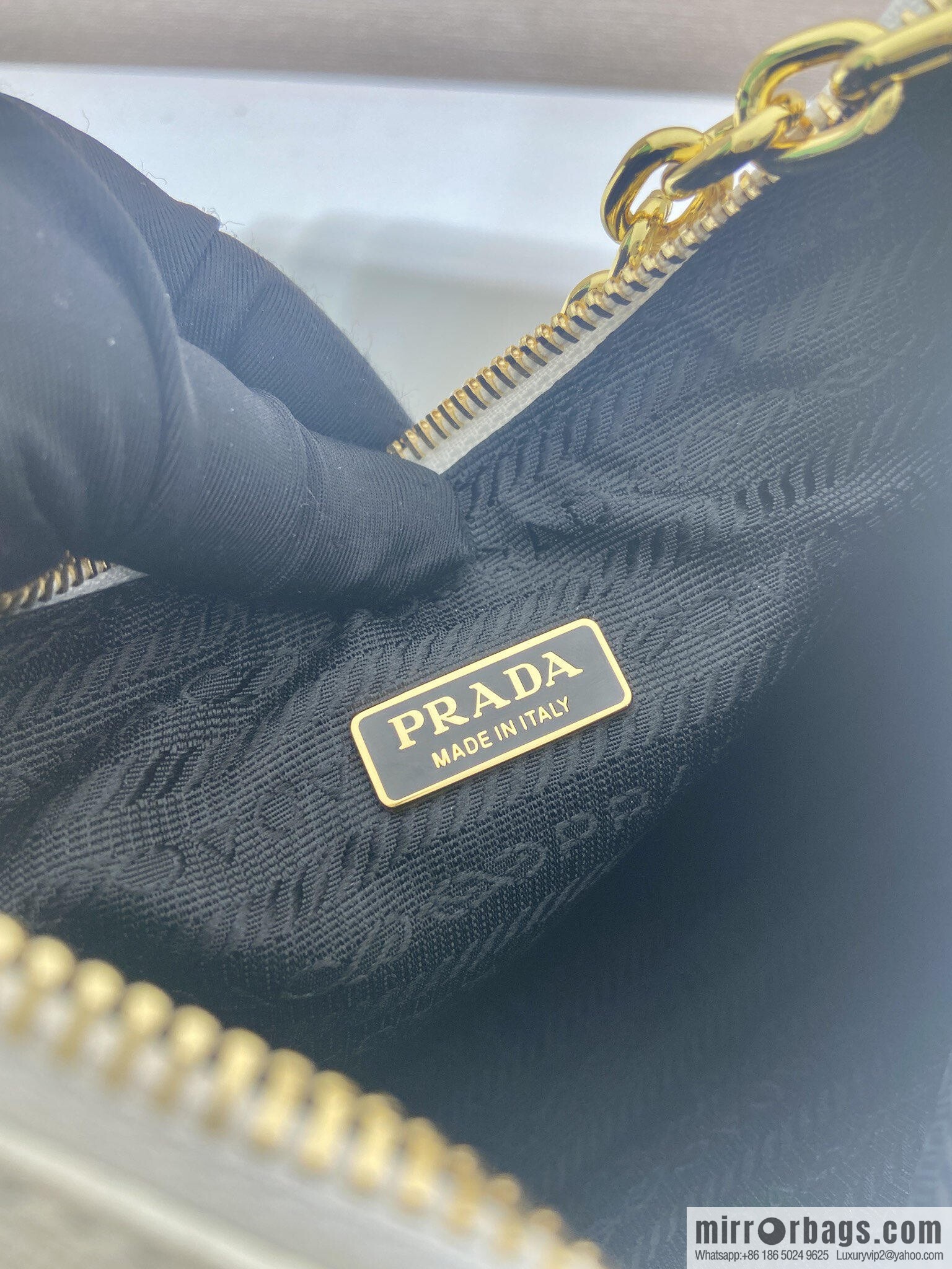 PRADA upgraded Hobo1BC204 cross pattern, white