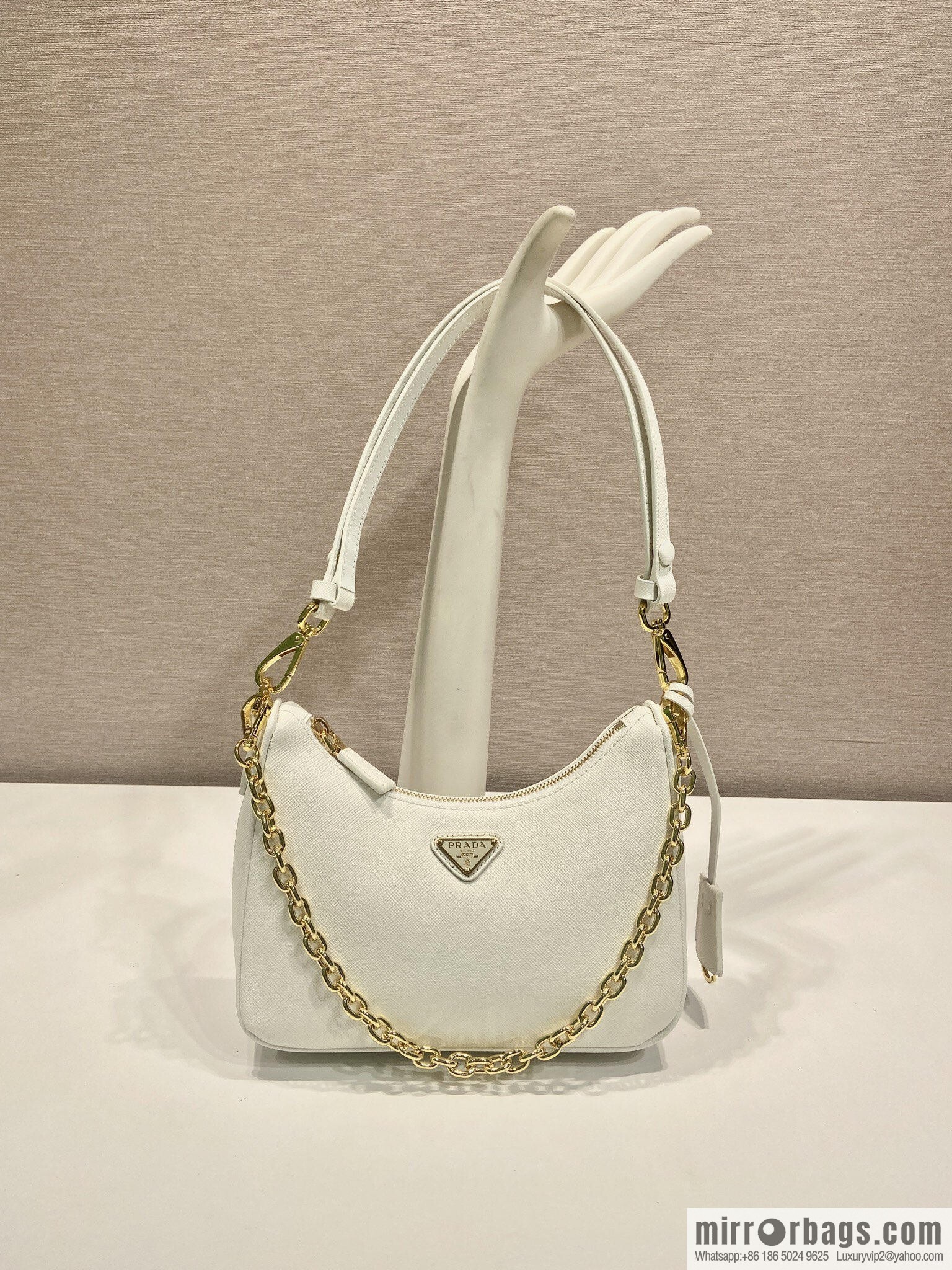PRADA upgraded Hobo1BC204 cross pattern, white