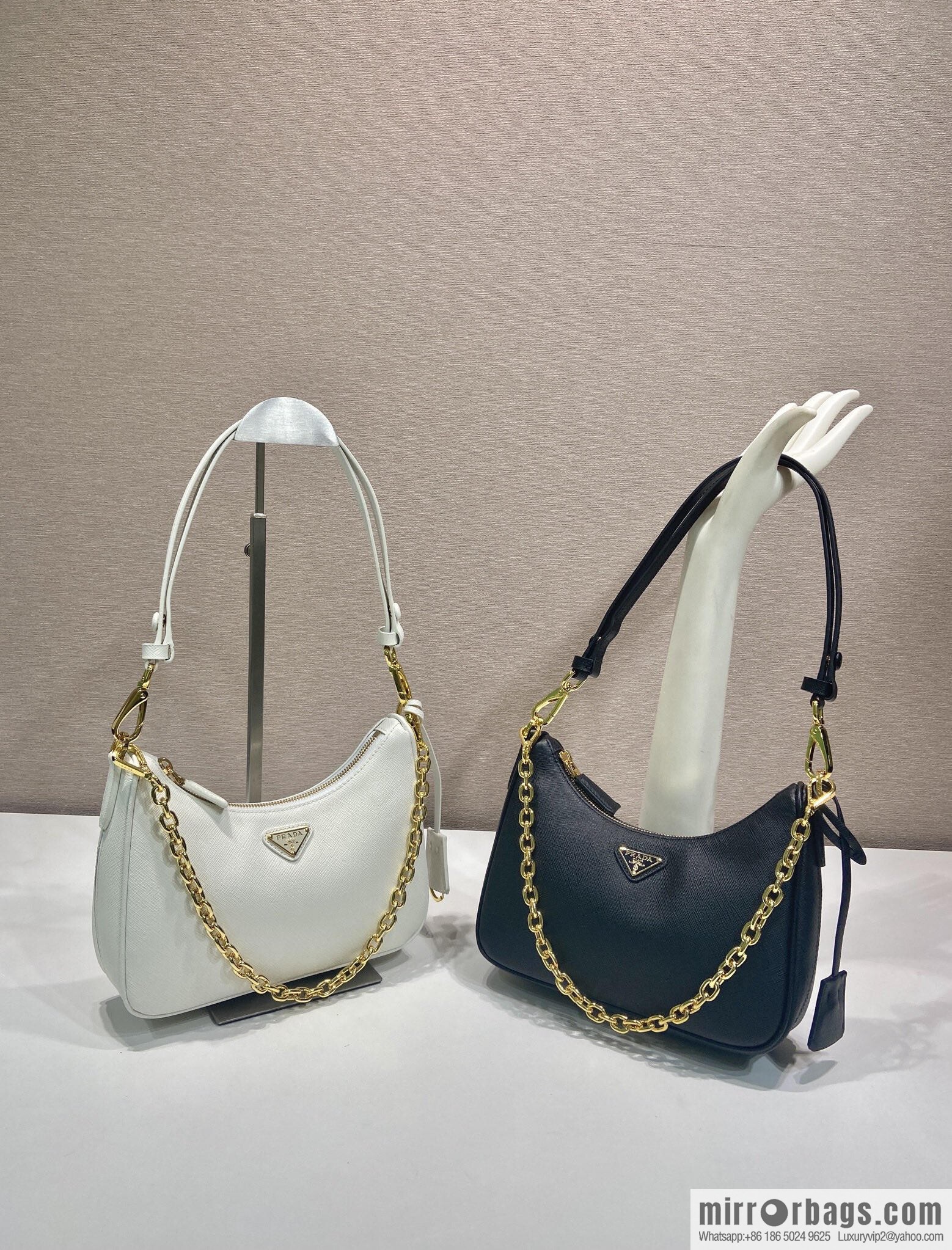 PRADA upgraded Hobo1BC204 cross pattern, white