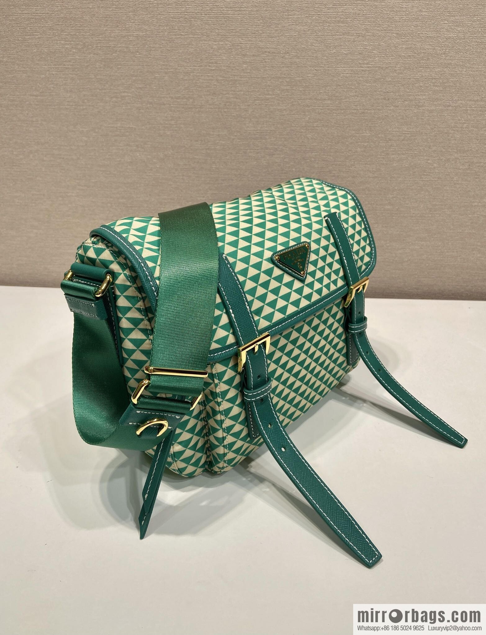 PRADA's new Symbole1BD383 messenger bag, green