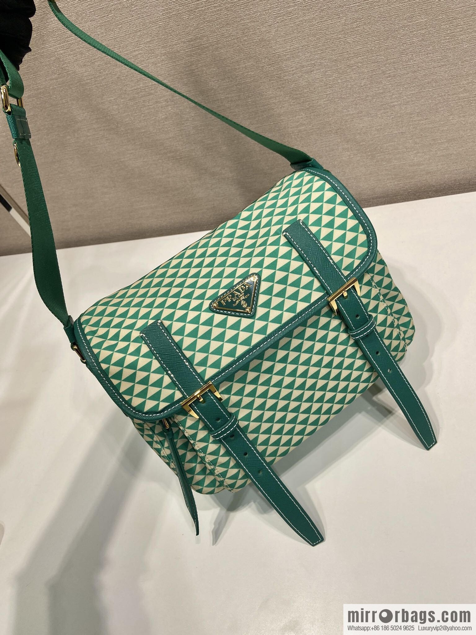 PRADA's new Symbole1BD383 messenger bag, green