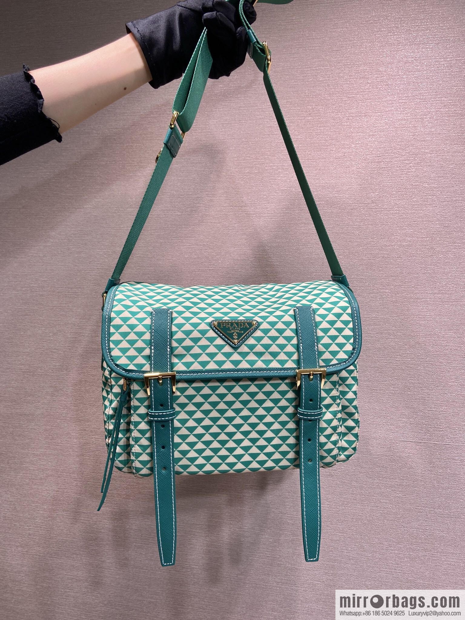 PRADA's new Symbole1BD383 messenger bag, green