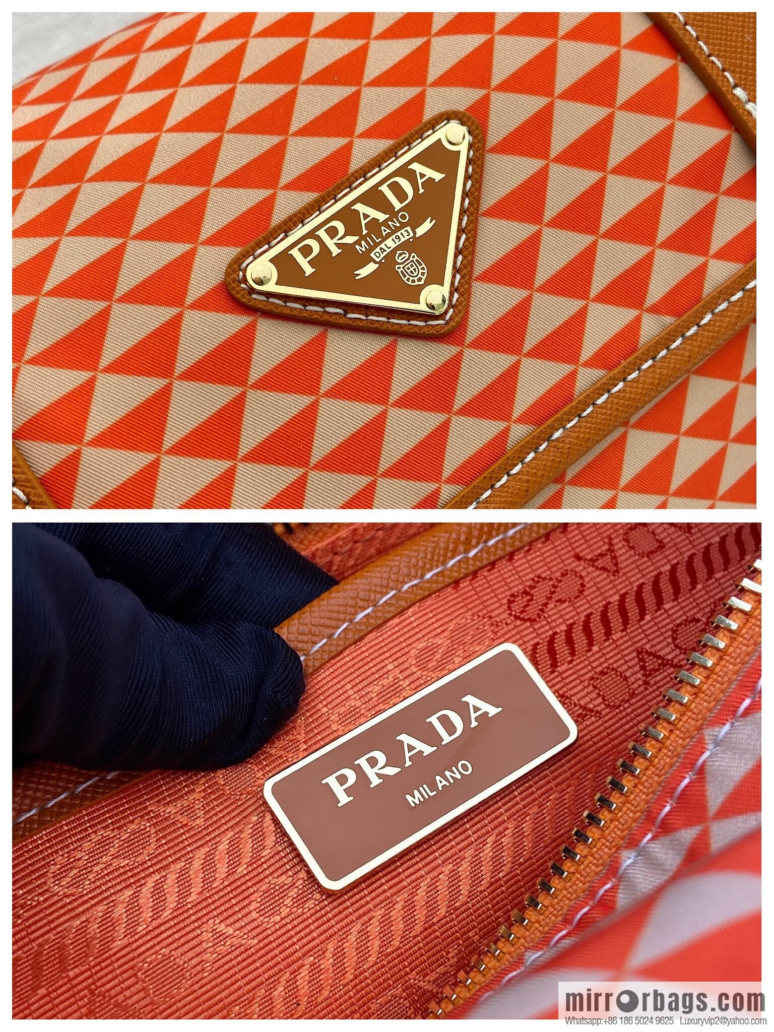PRADA's new Symbole1BD383 messenger bag, orange