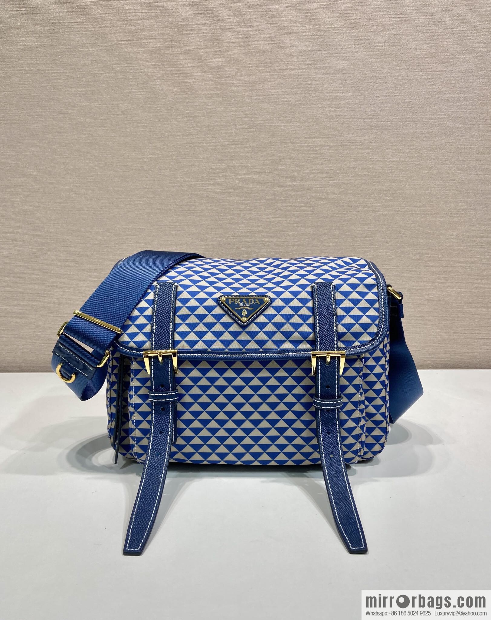 PRADA's new Symbole1BD383 messenger bag, blue