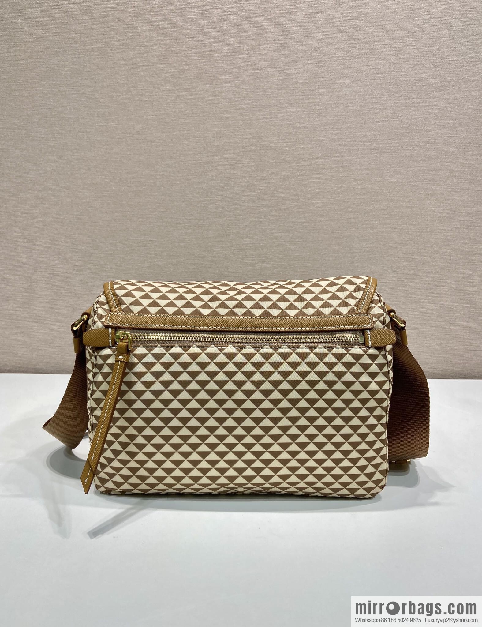 PRADA's new Symbole1BD383 messenger bag, apricot