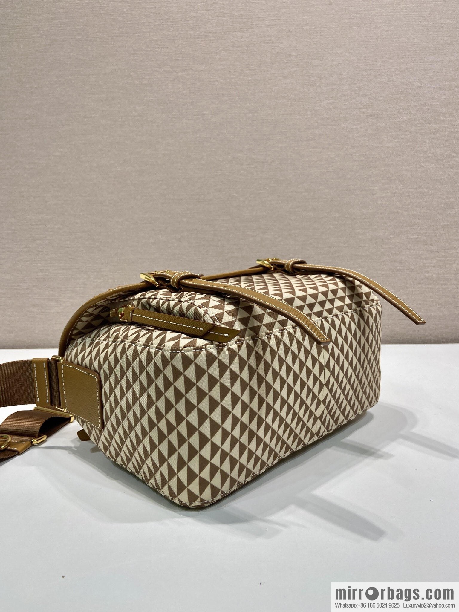 PRADA's new Symbole1BD383 messenger bag, apricot