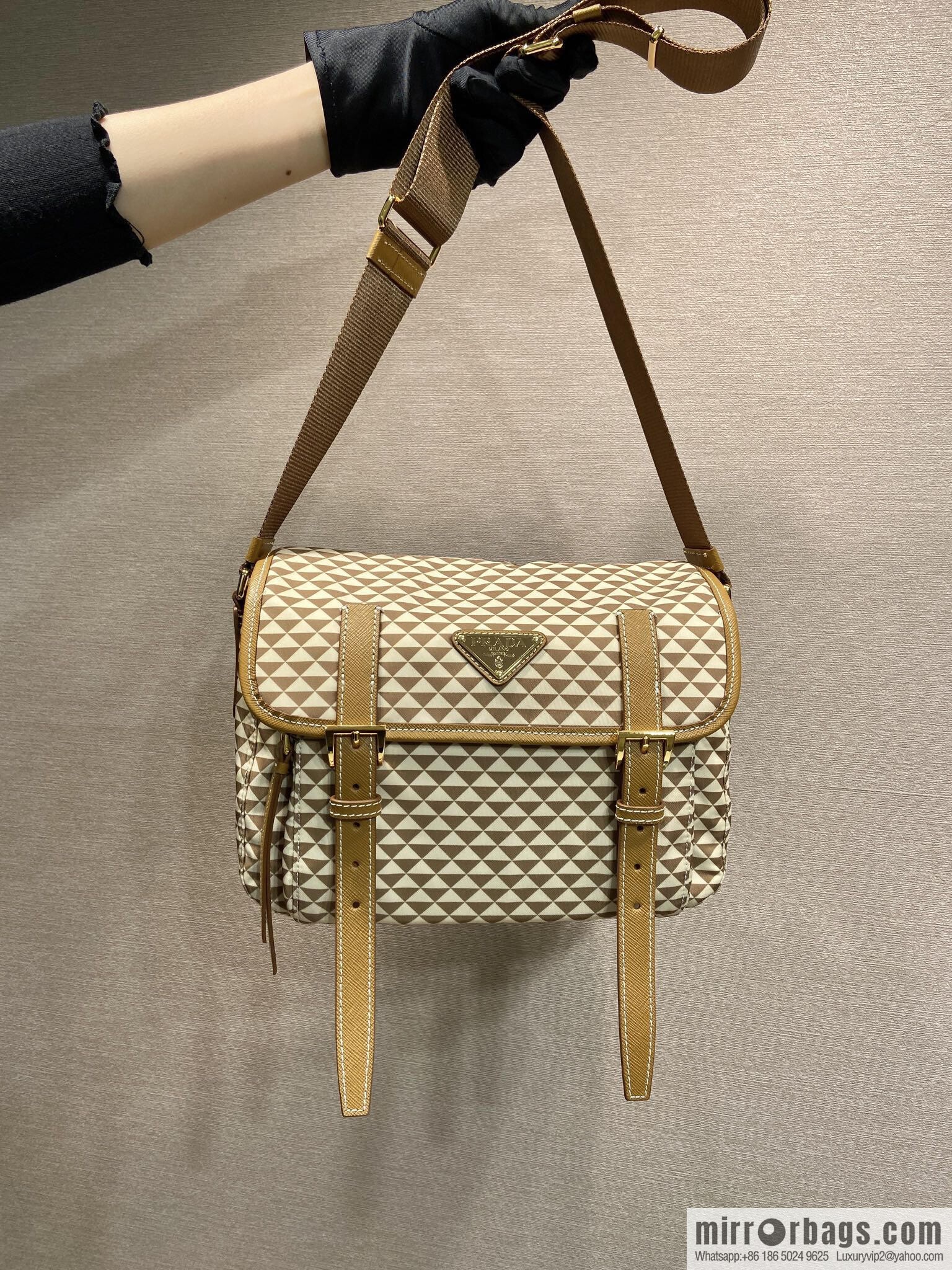PRADA's new Symbole1BD383 messenger bag, apricot
