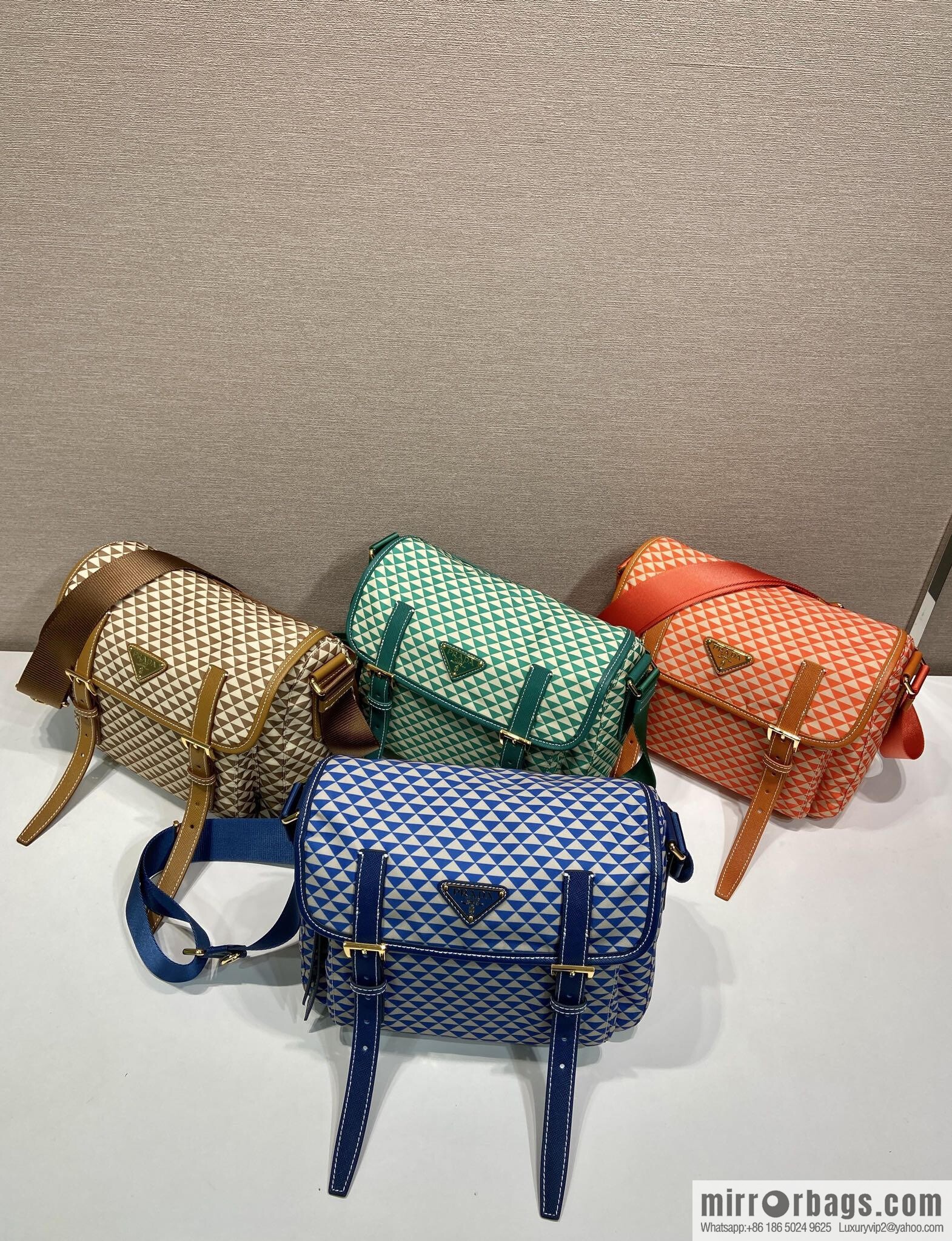 PRADA's new Symbole1BD383 messenger bag, apricot
