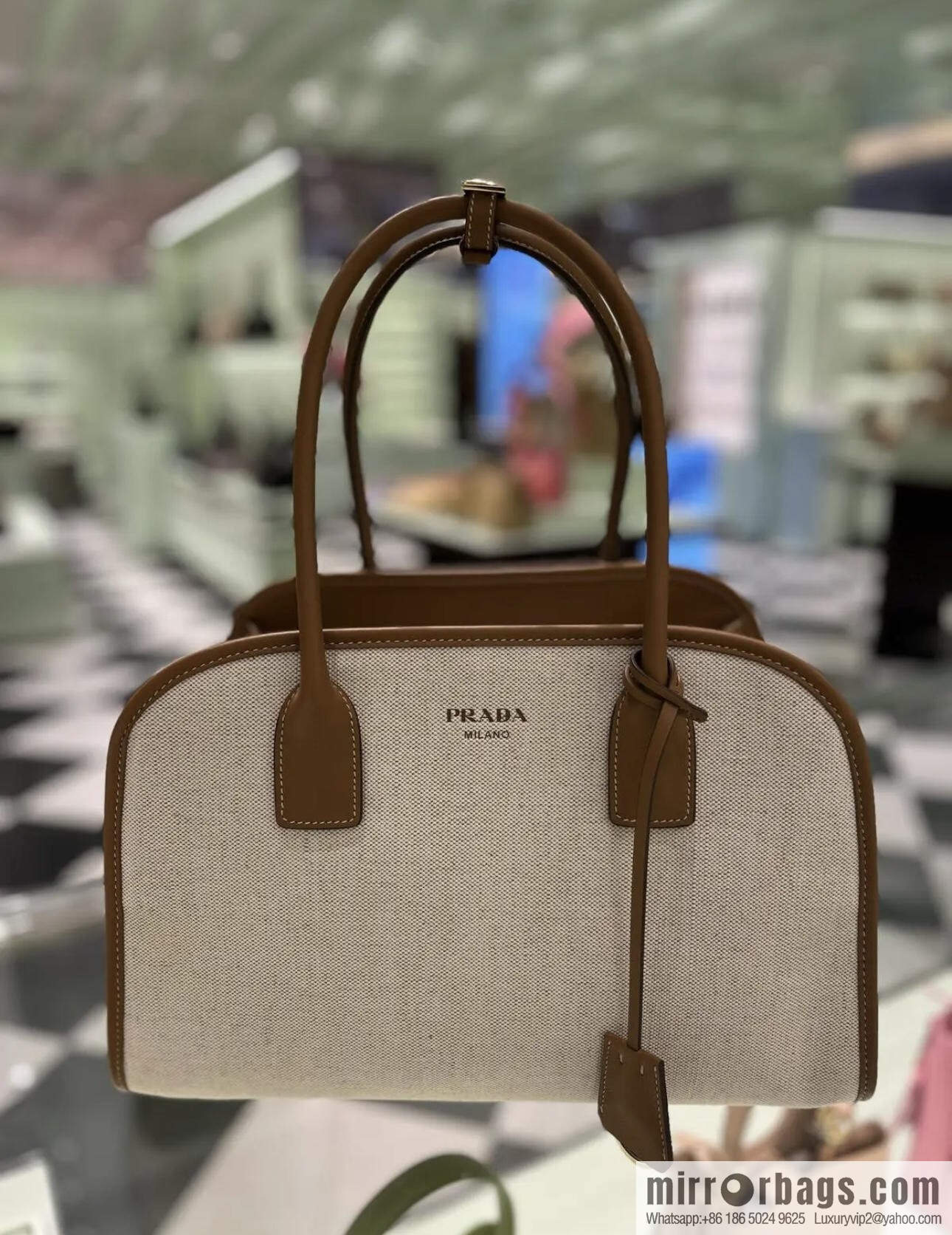 PRADA's new tote bag 1BG572 brown