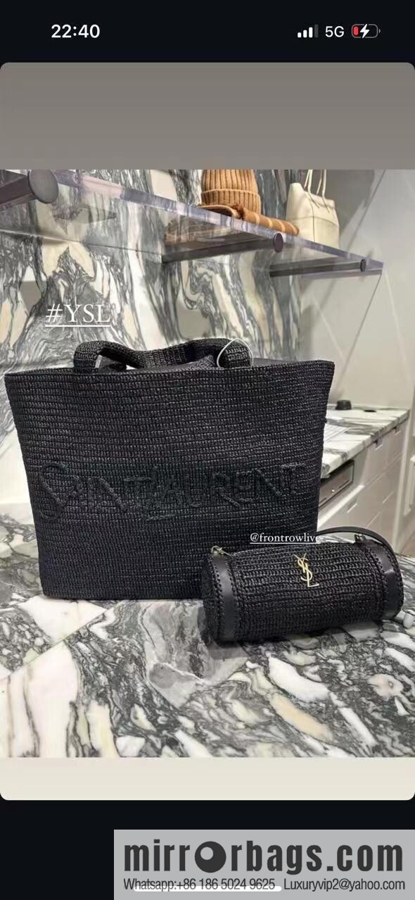 YSL raffia tote bag _ 776763 black
