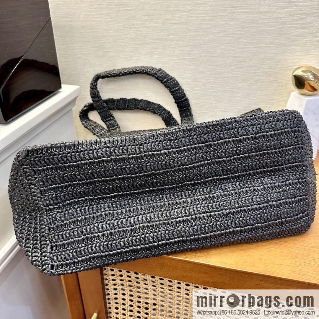 YSL raffia tote bag _ 776763 black