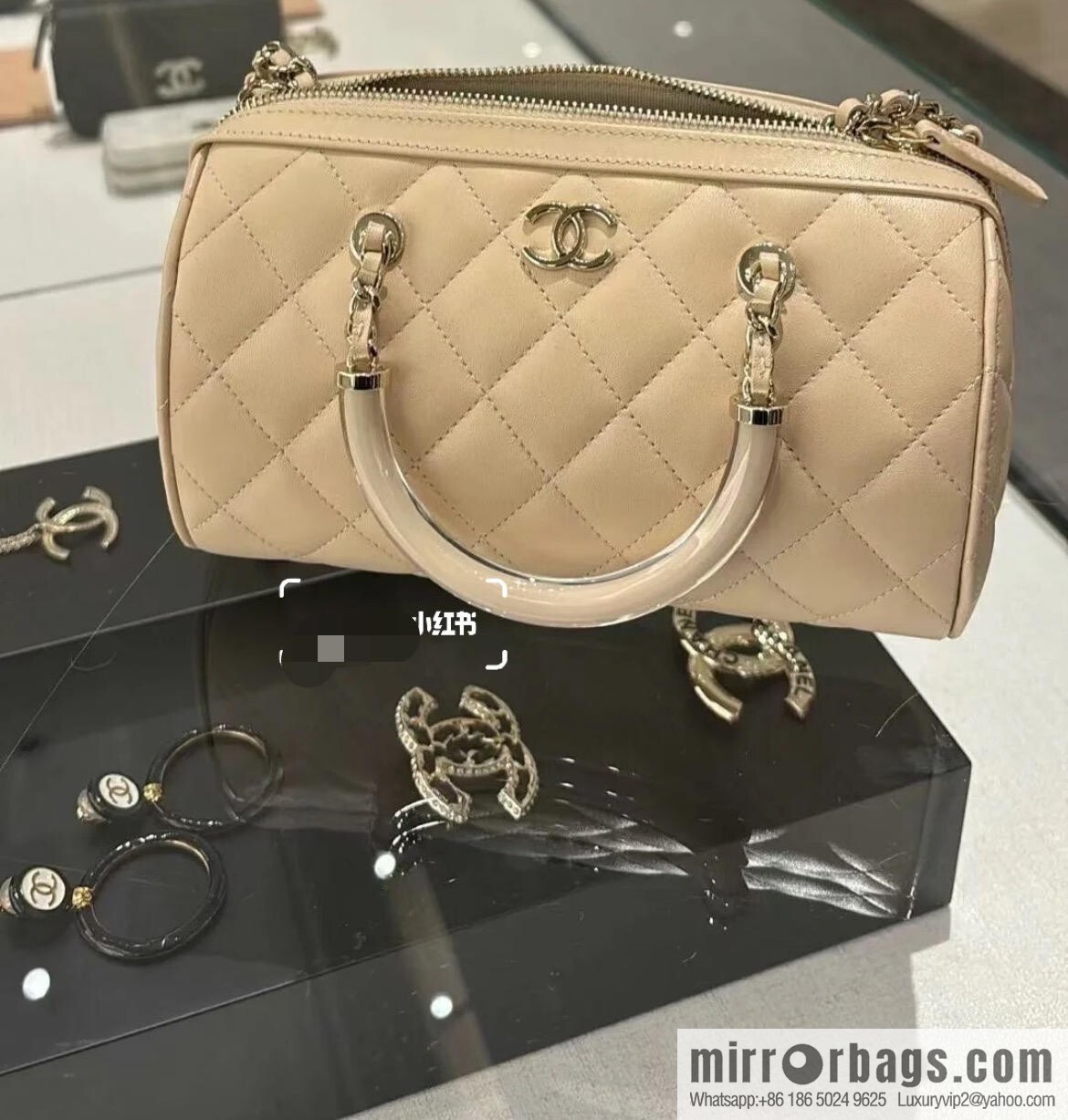 𝐂𝐡𝐚𝐧𝐞𝐥 𝟐𝟓𝐜 early spring Boston, bowling bag 💣 apricot AP4411 B18972 94305