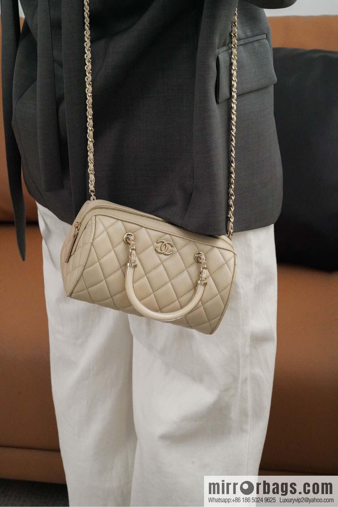 𝐂𝐡𝐚𝐧𝐞𝐥 𝟐𝟓𝐜 early spring Boston, bowling bag 💣 apricot AP4411 B18972 94305