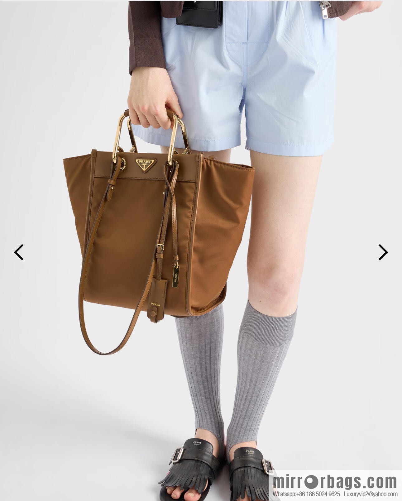 PRADA new tote bag 1BG578 brown
