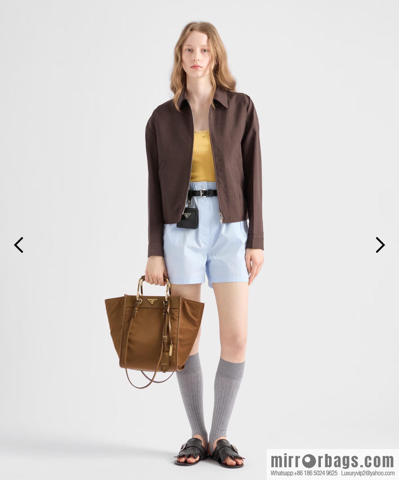 PRADA new tote bag 1BG578 brown