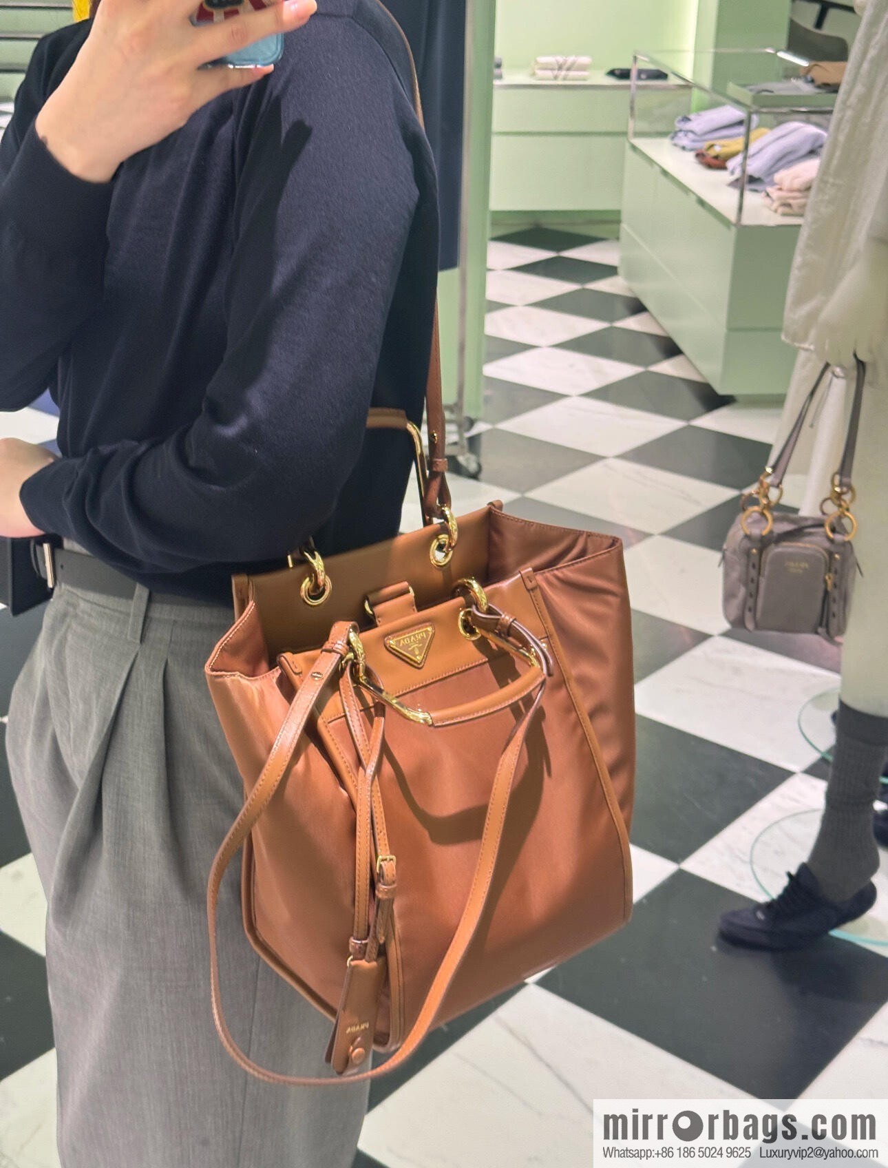 PRADA new tote bag 1BG578 brown