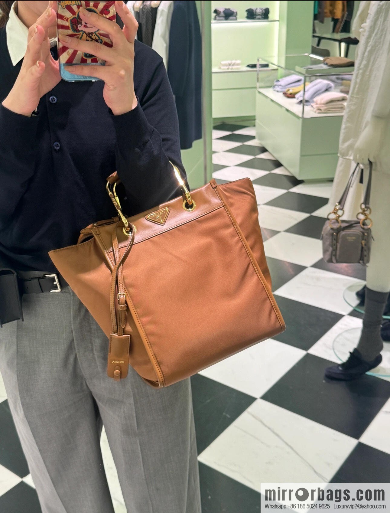 PRADA new tote bag 1BG578 brown