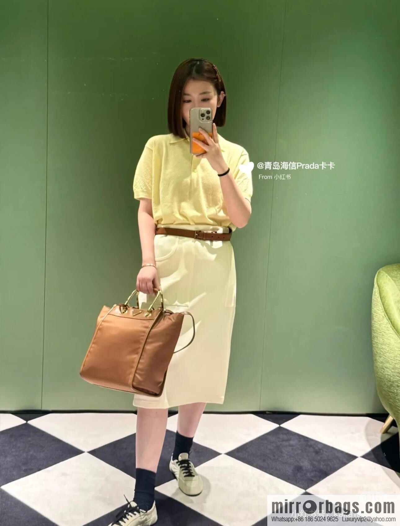 PRADA new tote bag 1BG578 brown