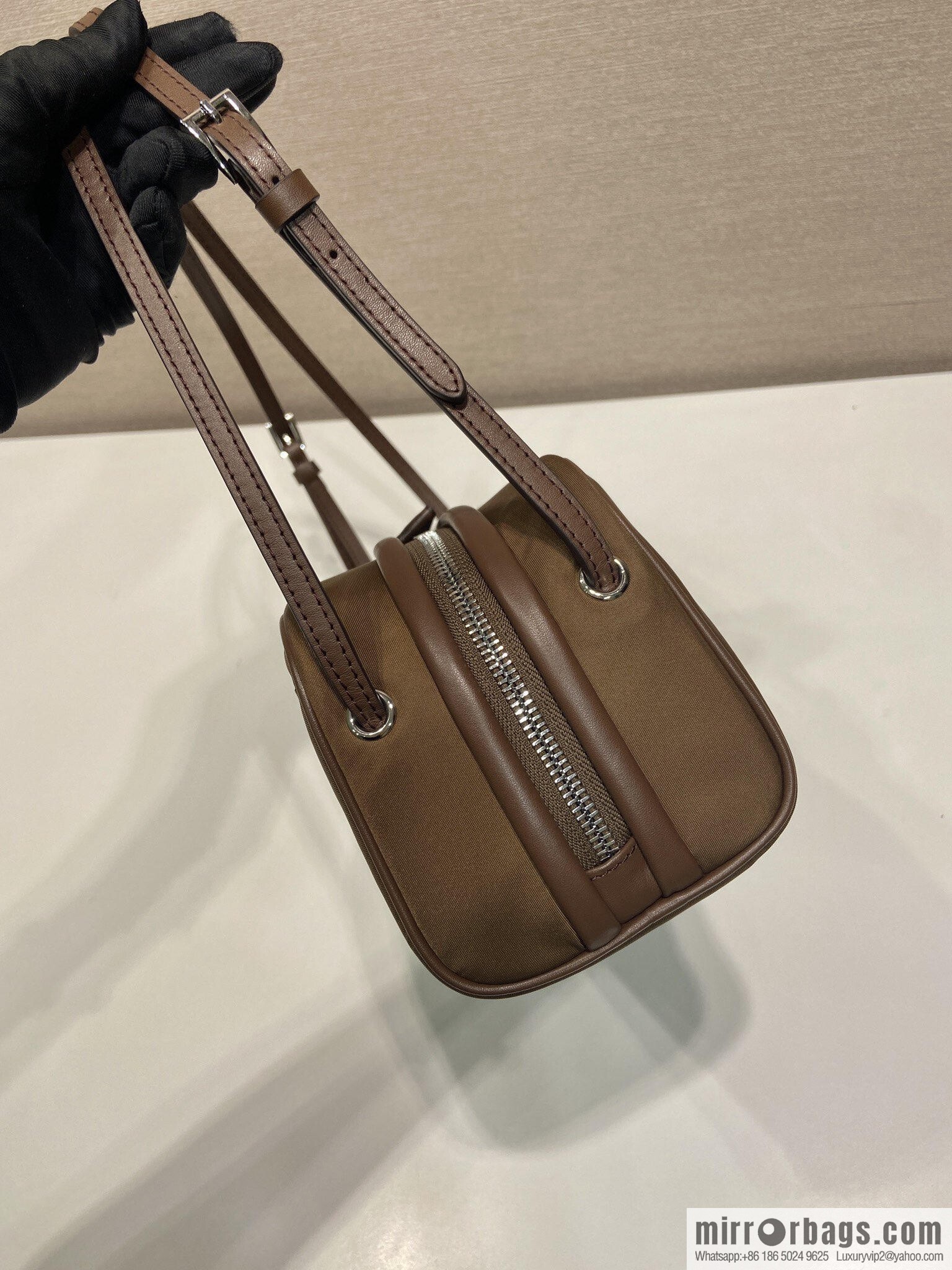 PRADA new bowling ball 1BC249 brown