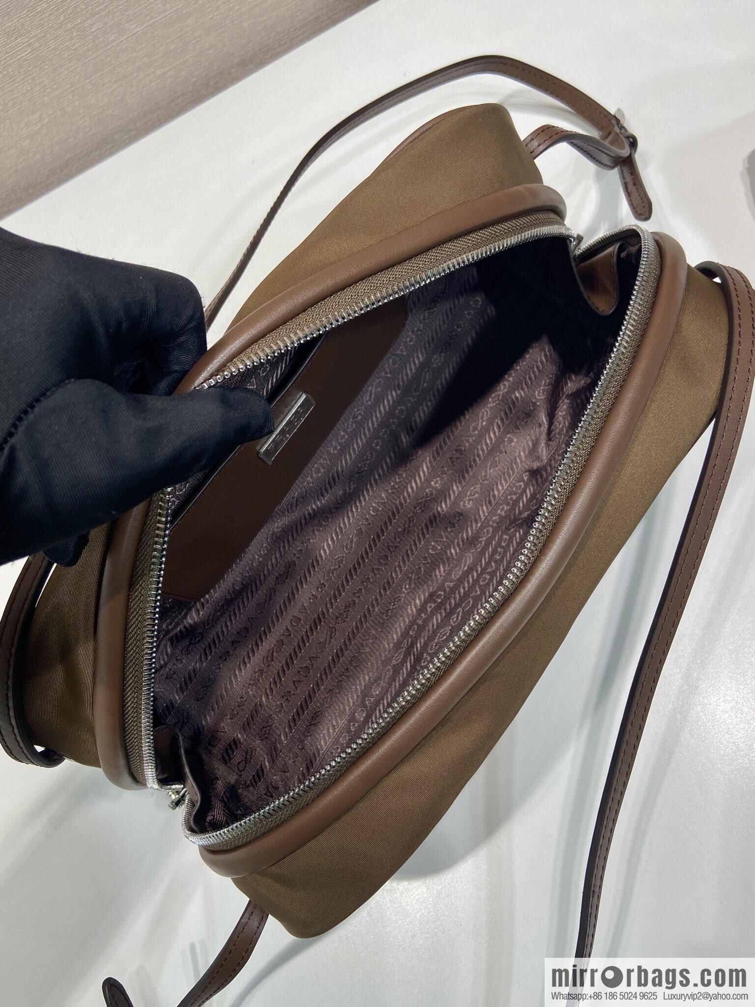 PRADA new bowling ball 1BC249 brown