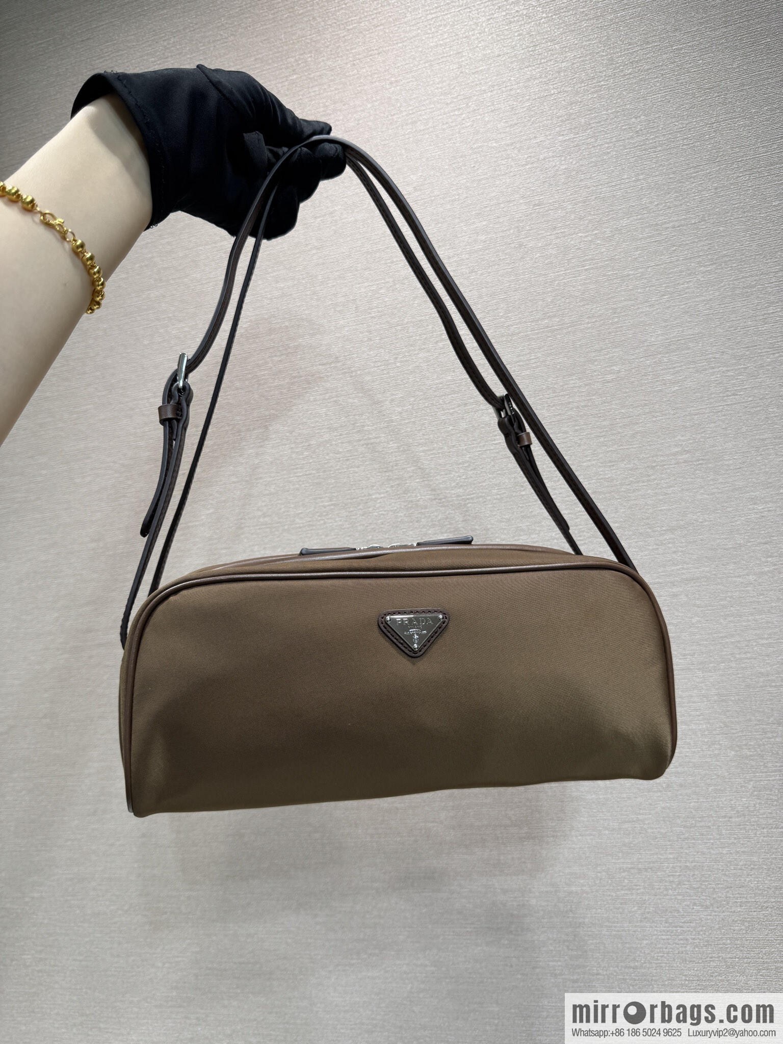 PRADA new bowling ball 1BC249 brown