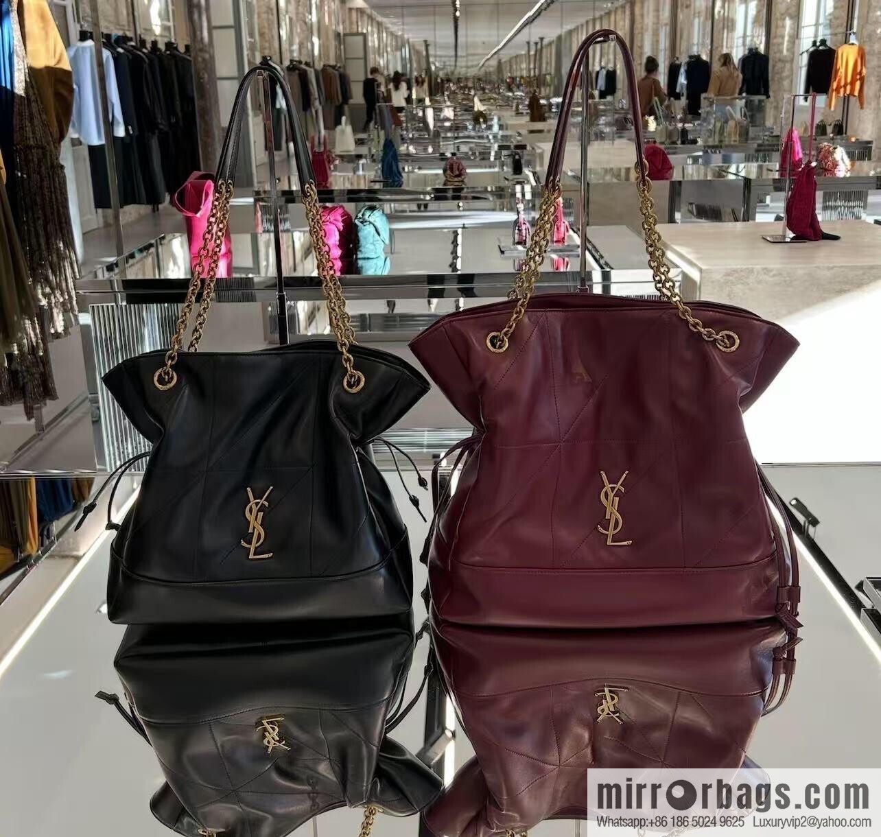YSL 𝗝𝗮𝗺𝗶𝗲 𝟰.𝟯 large 𝗣𝗢𝗖𝗛𝗢𝗡_ lucky bag bucket bag 809824 burgundy