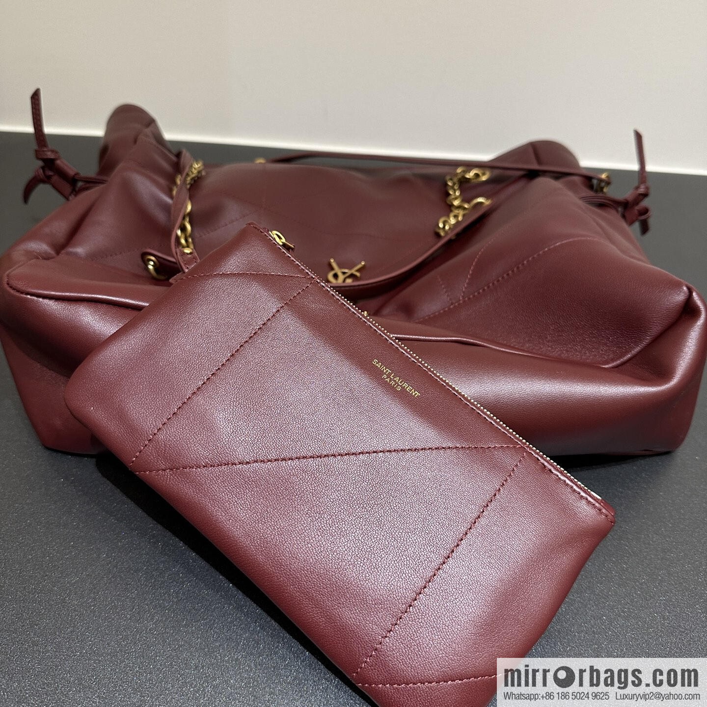 YSL 𝗝𝗮𝗺𝗶𝗲 𝟰.𝟯 large 𝗣𝗢𝗖𝗛𝗢𝗡_ lucky bag bucket bag 809824 burgundy