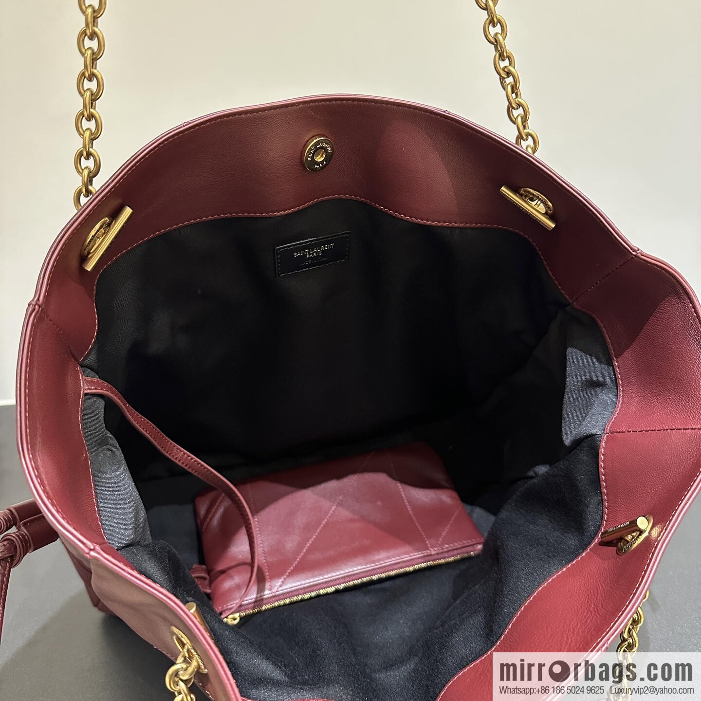 YSL 𝗝𝗮𝗺𝗶𝗲 𝟰.𝟯 large 𝗣𝗢𝗖𝗛𝗢𝗡_ lucky bag bucket bag 809824 burgundy