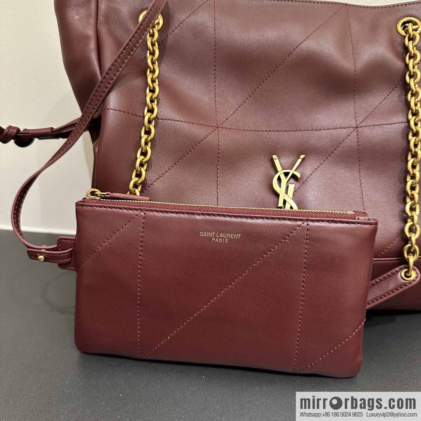 YSL 𝗝𝗮𝗺𝗶𝗲 𝟰.𝟯 small 𝗣𝗢𝗖𝗛𝗢𝗡_ lucky bag bucket bag 833948 burgundy