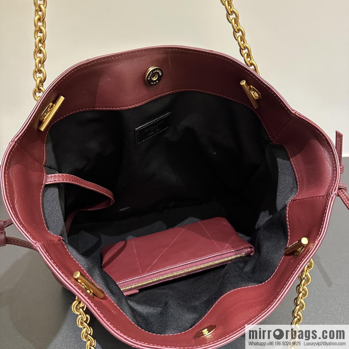 YSL 𝗝𝗮𝗺𝗶𝗲 𝟰.𝟯 small 𝗣𝗢𝗖𝗛𝗢𝗡_ lucky bag bucket bag 833948 burgundy