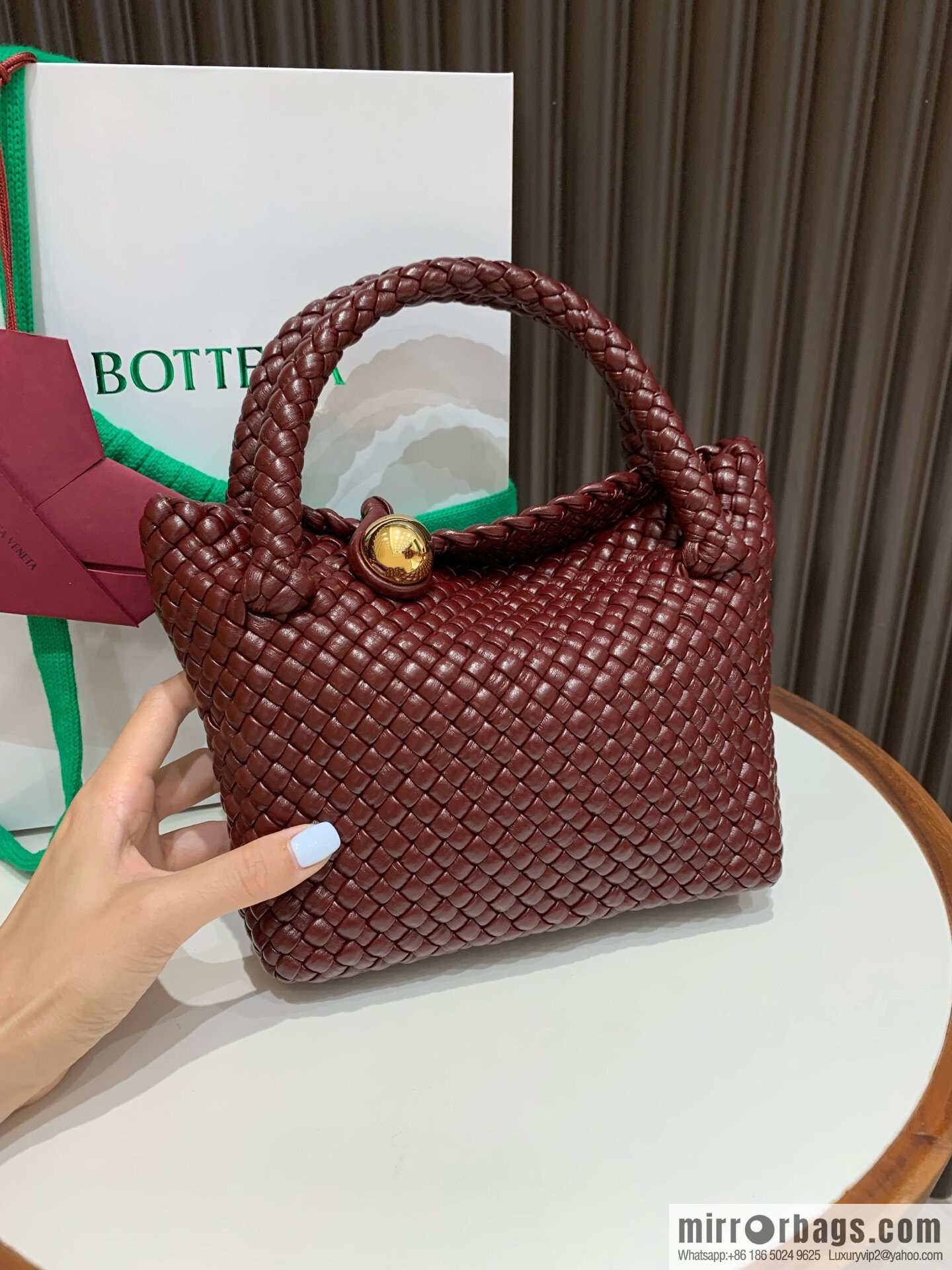BV Small Tosca Crossbody Bag 776755 Akane Brown Red