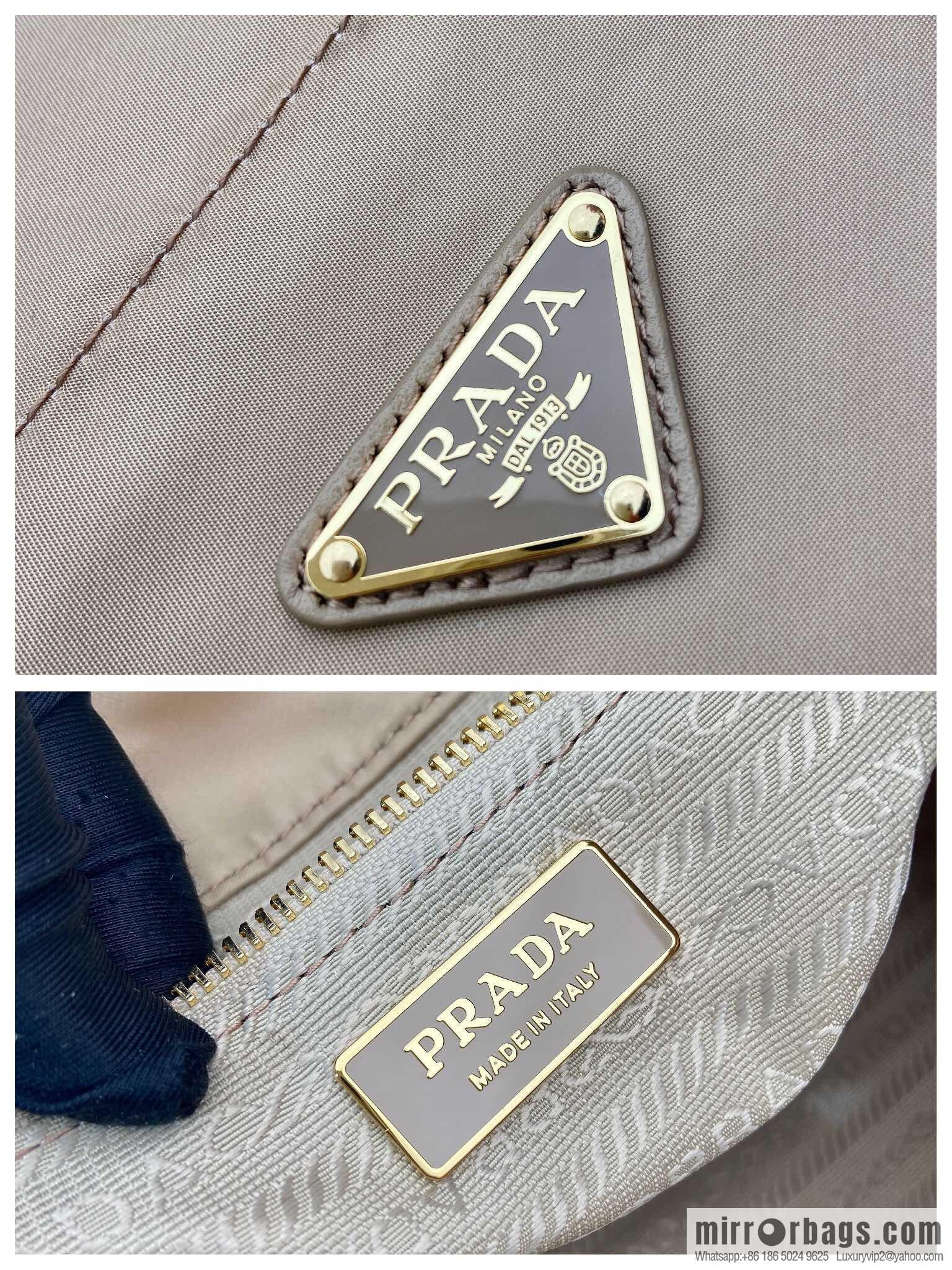 Prada's new bucket bag 1BE082 catwalk model, apricot.