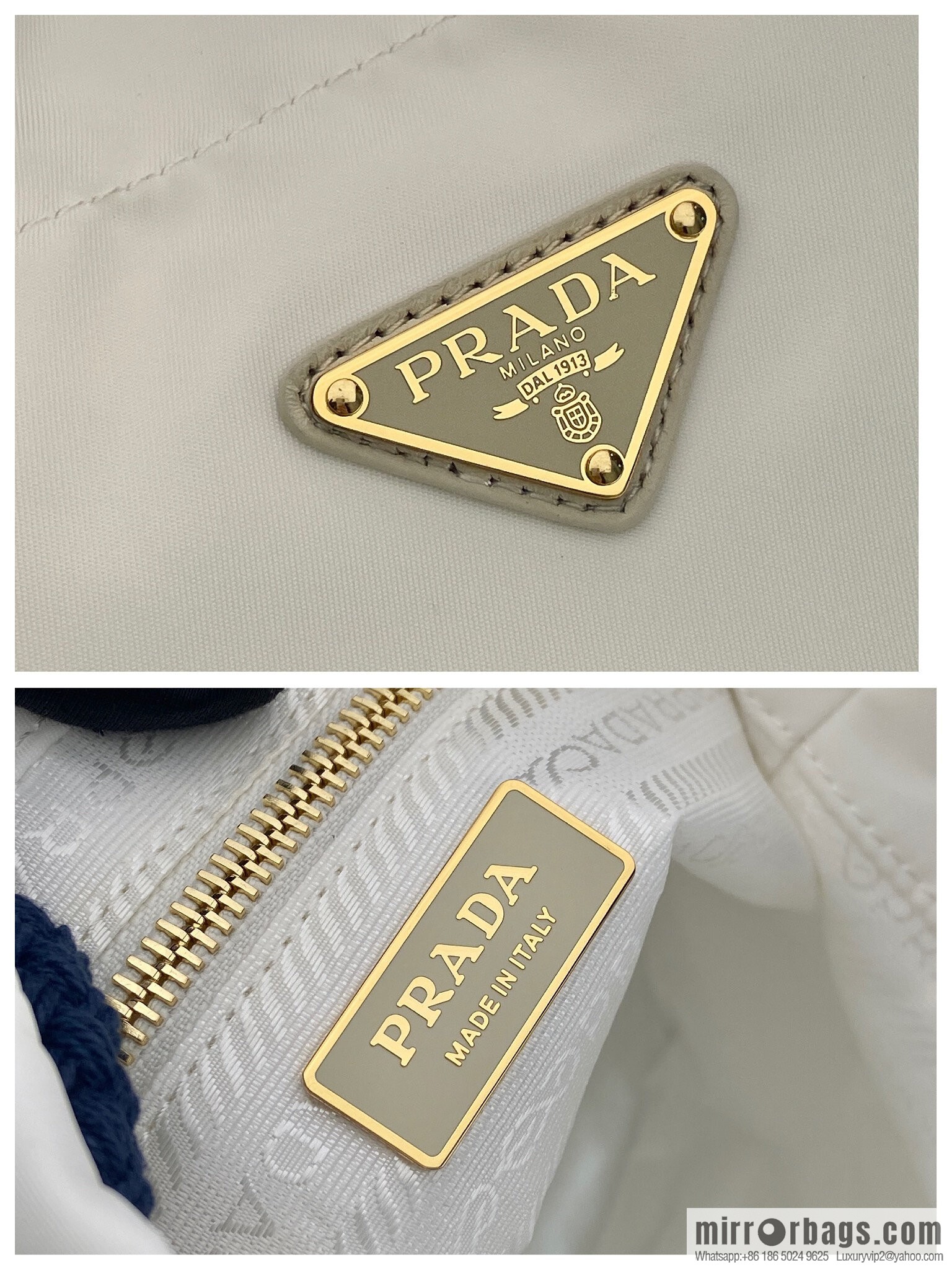 Prada new bucket bag 1BE082 catwalk model, white.