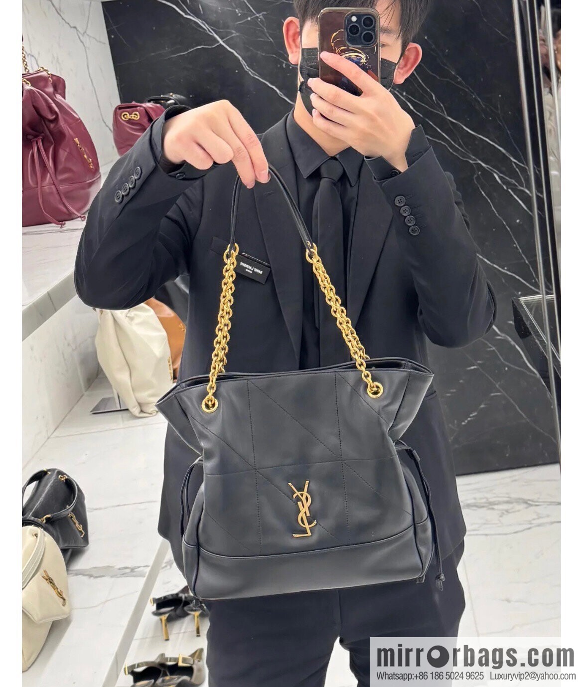 YSL 𝗝𝗮𝗺𝗶𝗲 𝟰.𝟯 small 𝗣𝗢𝗖𝗛𝗢𝗡_ lucky bag bucket bag 833948 black